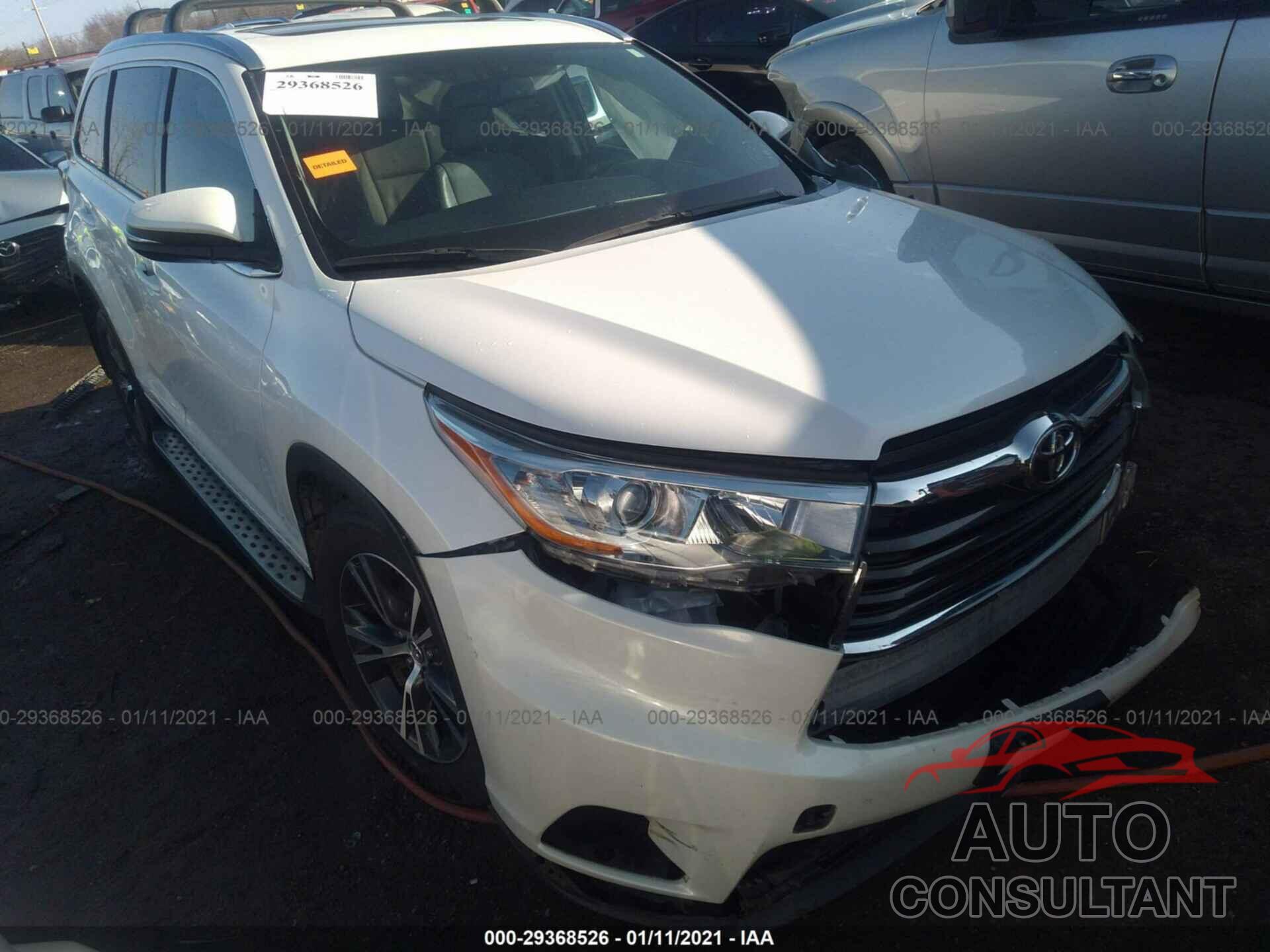 TOYOTA HIGHLANDER 2016 - 5TDJKRFH5GS320177