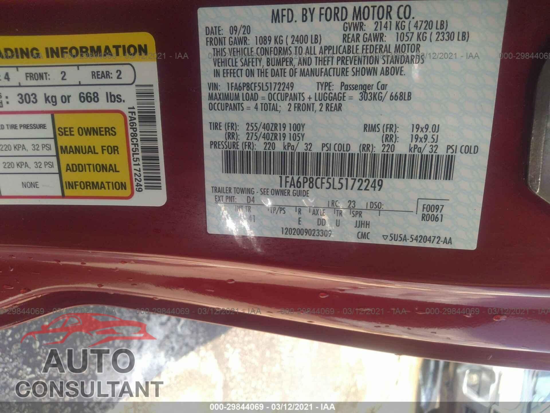 FORD MUSTANG 2020 - 1FA6P8CF5L5172249