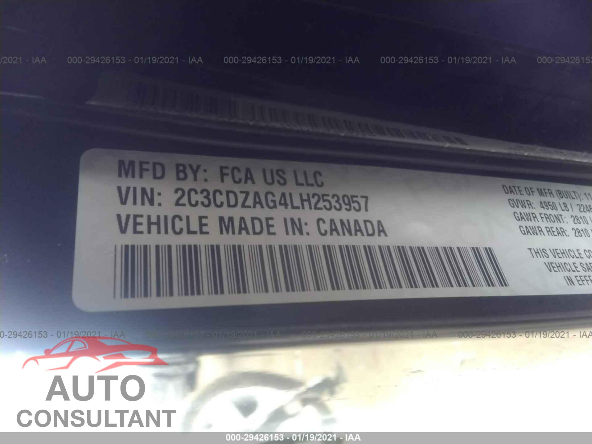 DODGE CHALLENGER 2020 - 2C3CDZAG4LH253957