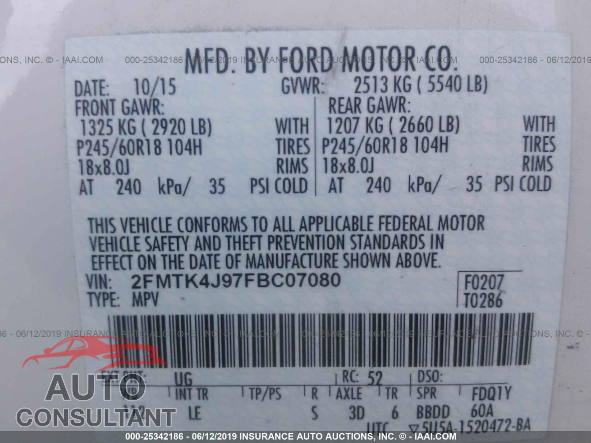 FORD EDGE 2015 - 2FMTK4J97FBC07080