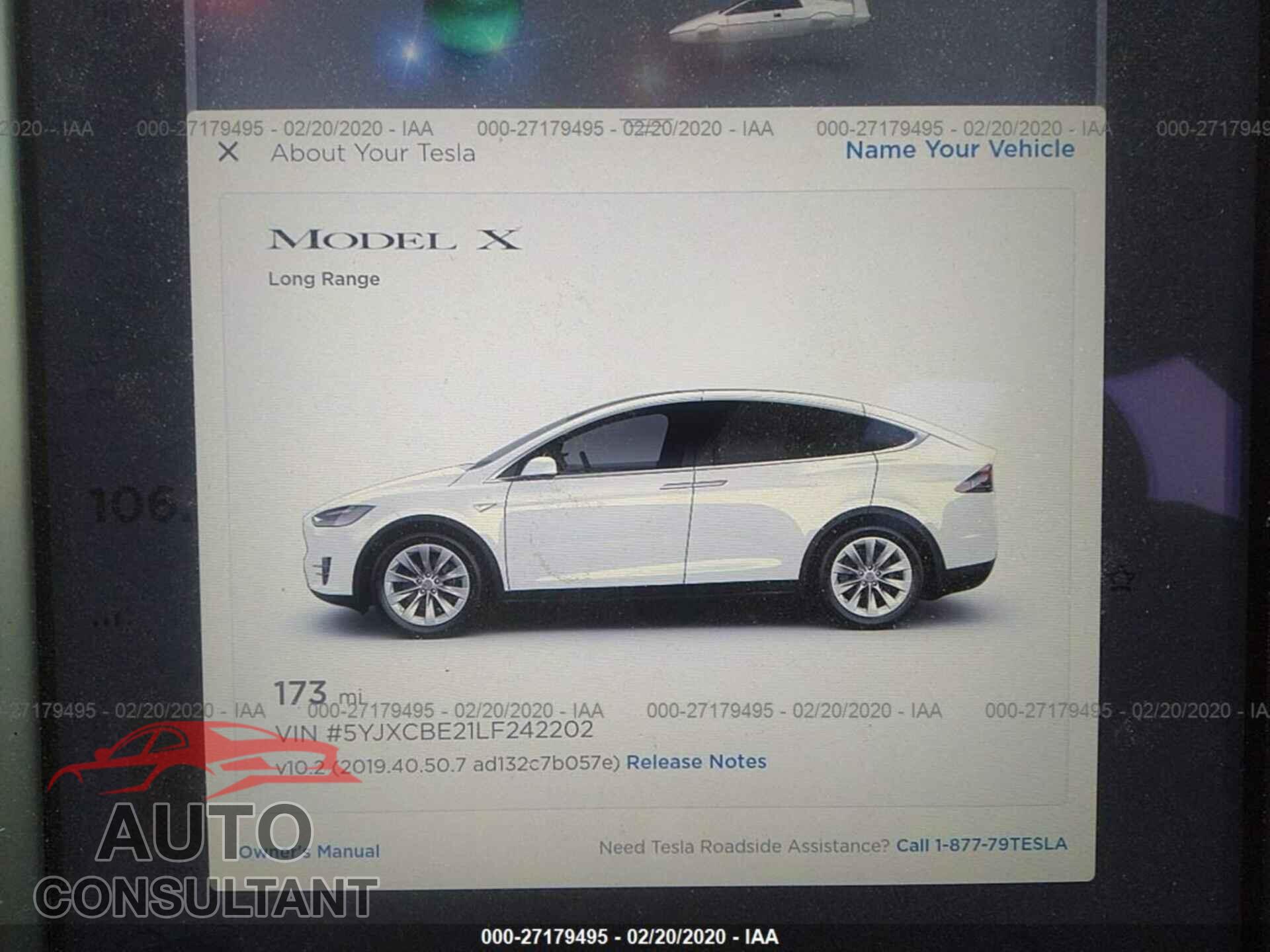 TESLA MODEL X 2020 - 5YJXCBE21LF242202