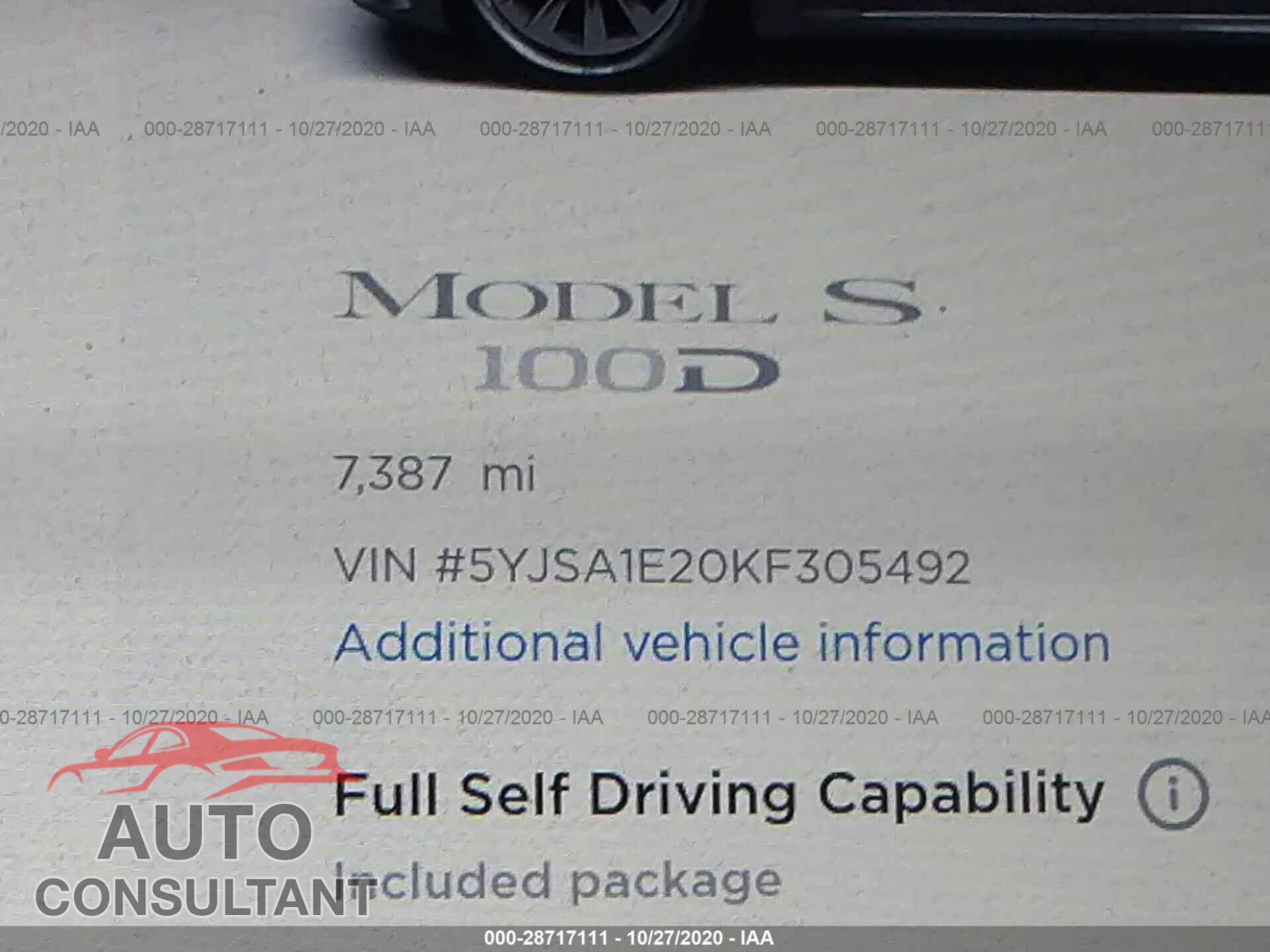 TESLA MODEL S 2019 - 5YJSA1E20KF305492