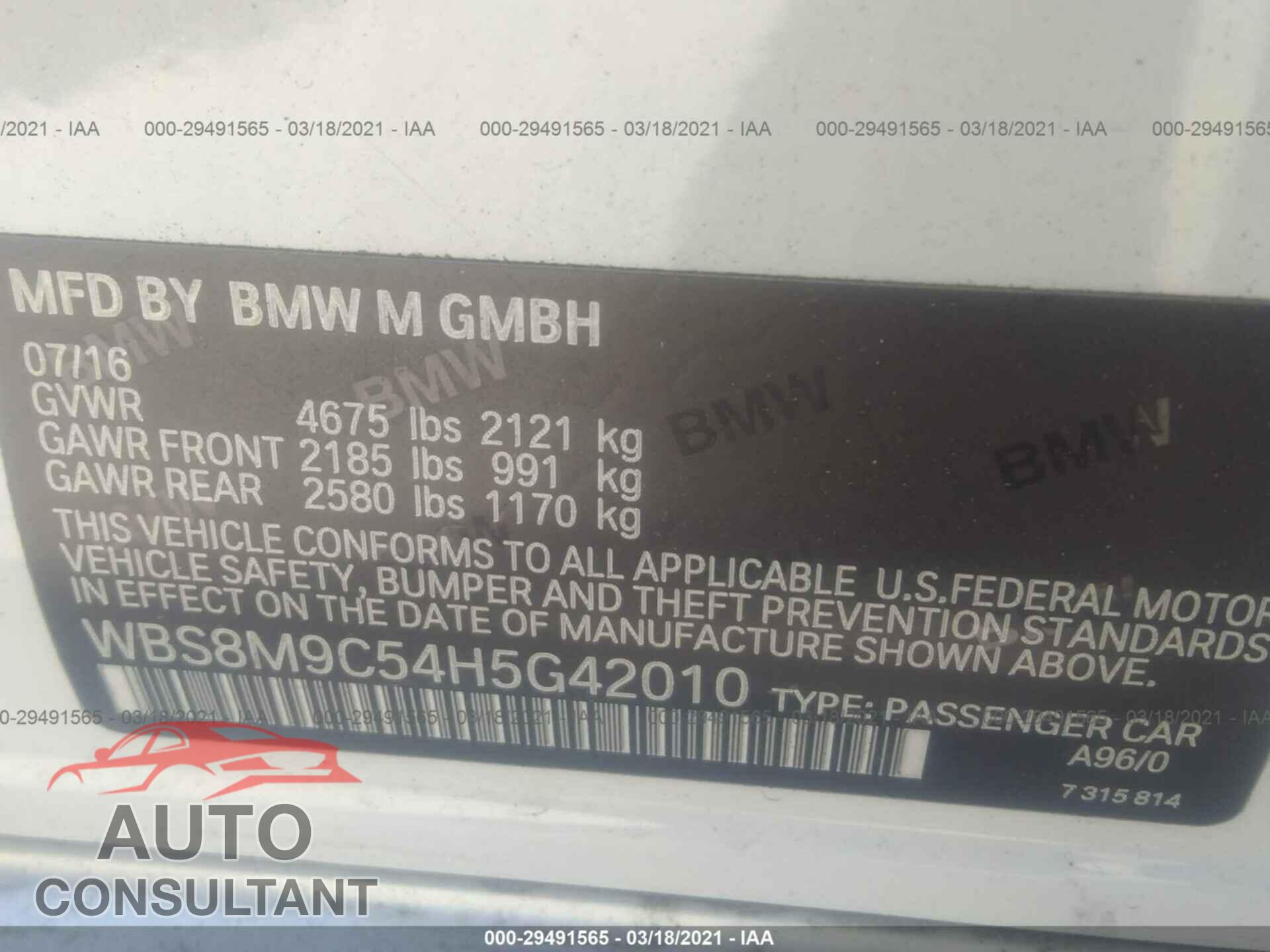 BMW M3 2017 - WBS8M9C54H5G42010