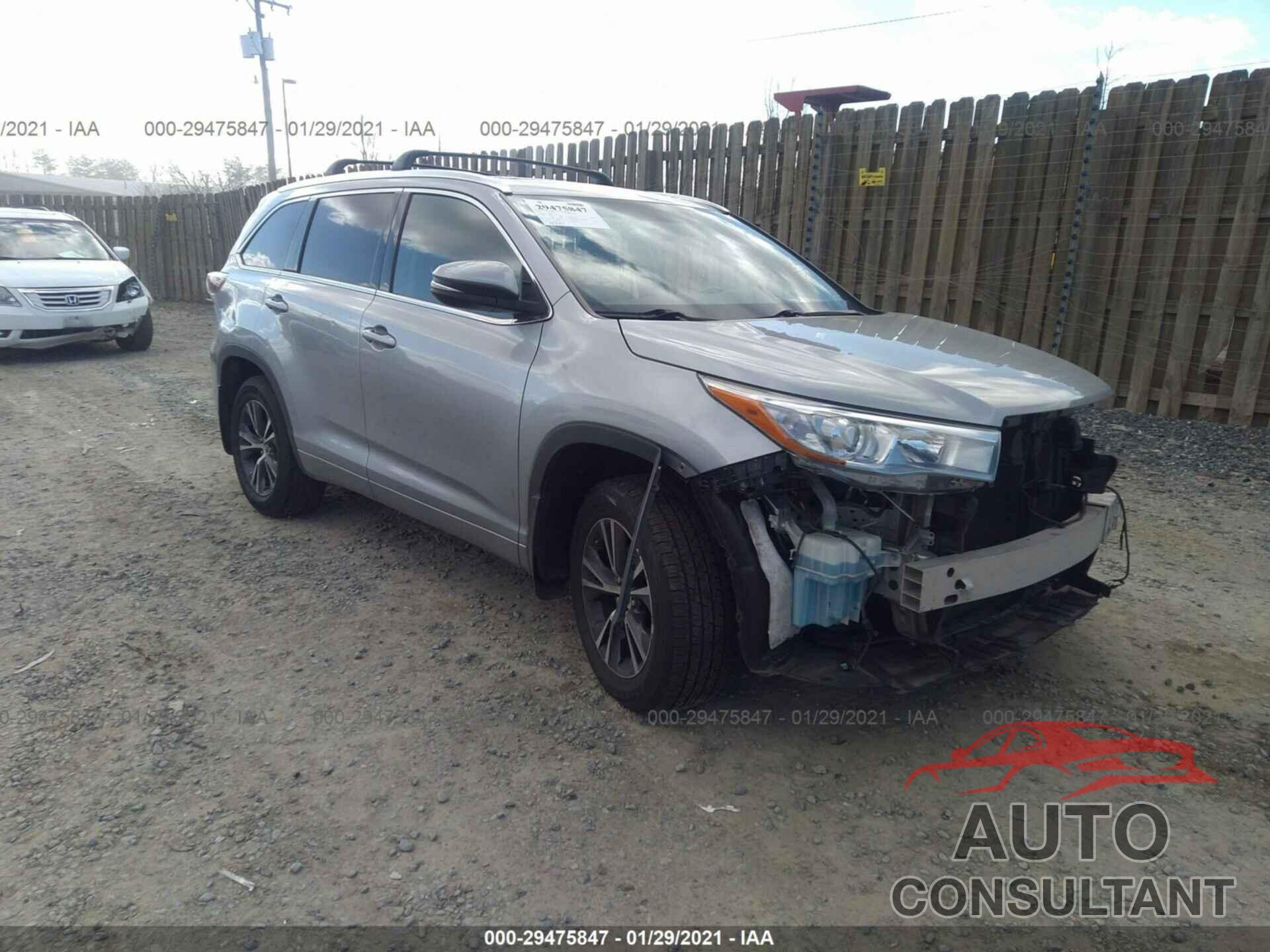 TOYOTA HIGHLANDER 2016 - 5TDJKRFH6GS251273