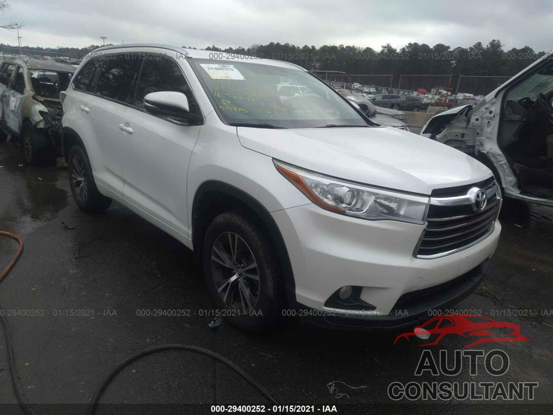 TOYOTA HIGHLANDER 2016 - 5TDJKRFH0GS281255