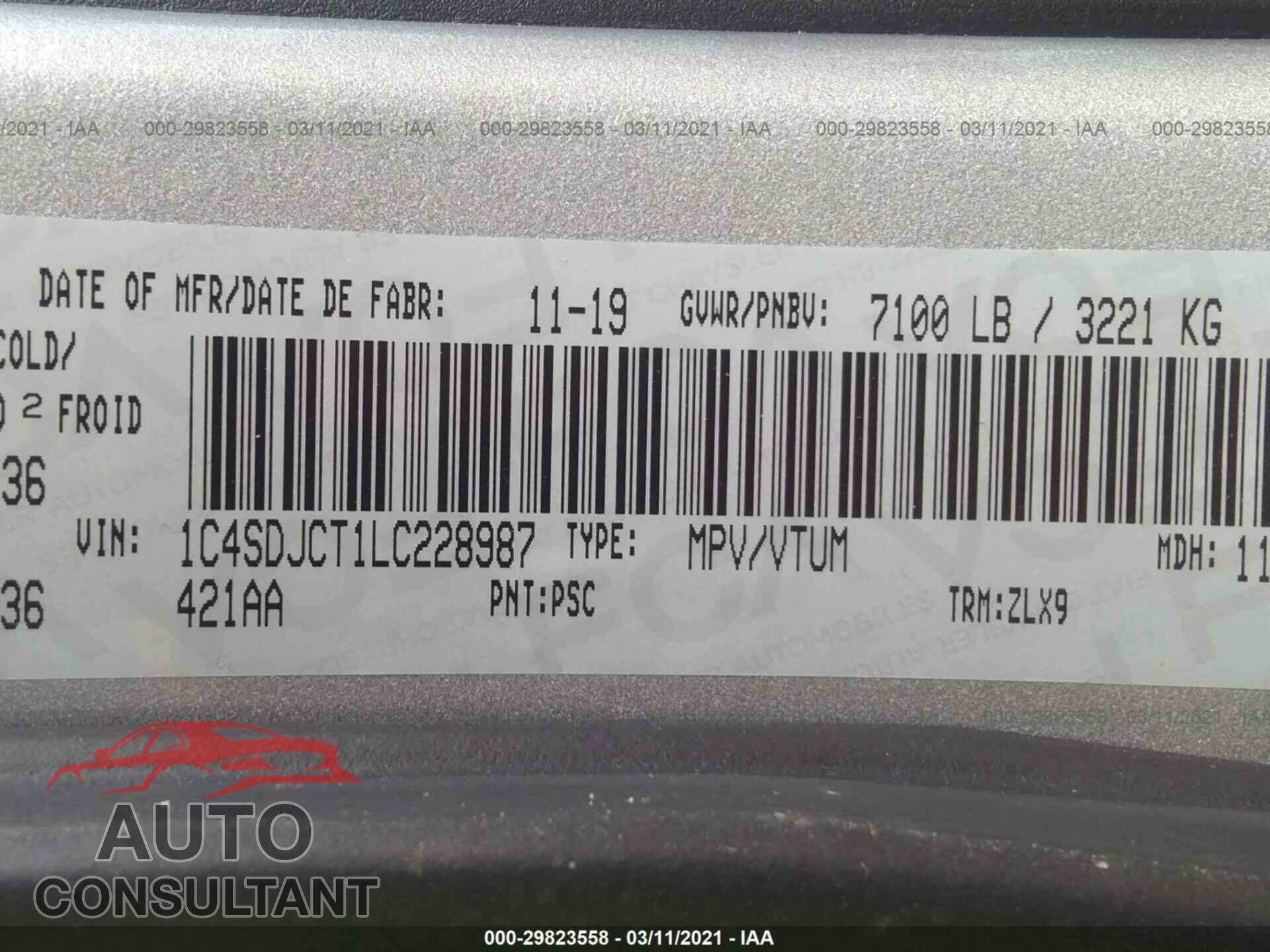 DODGE DURANGO 2020 - 1C4SDJCT1LC228987