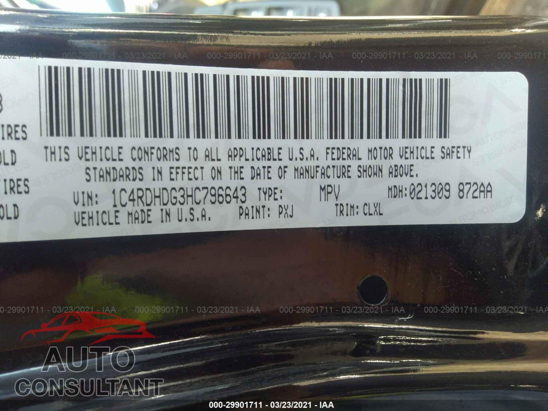 DODGE DURANGO 2017 - 1C4RDHDG3HC796643