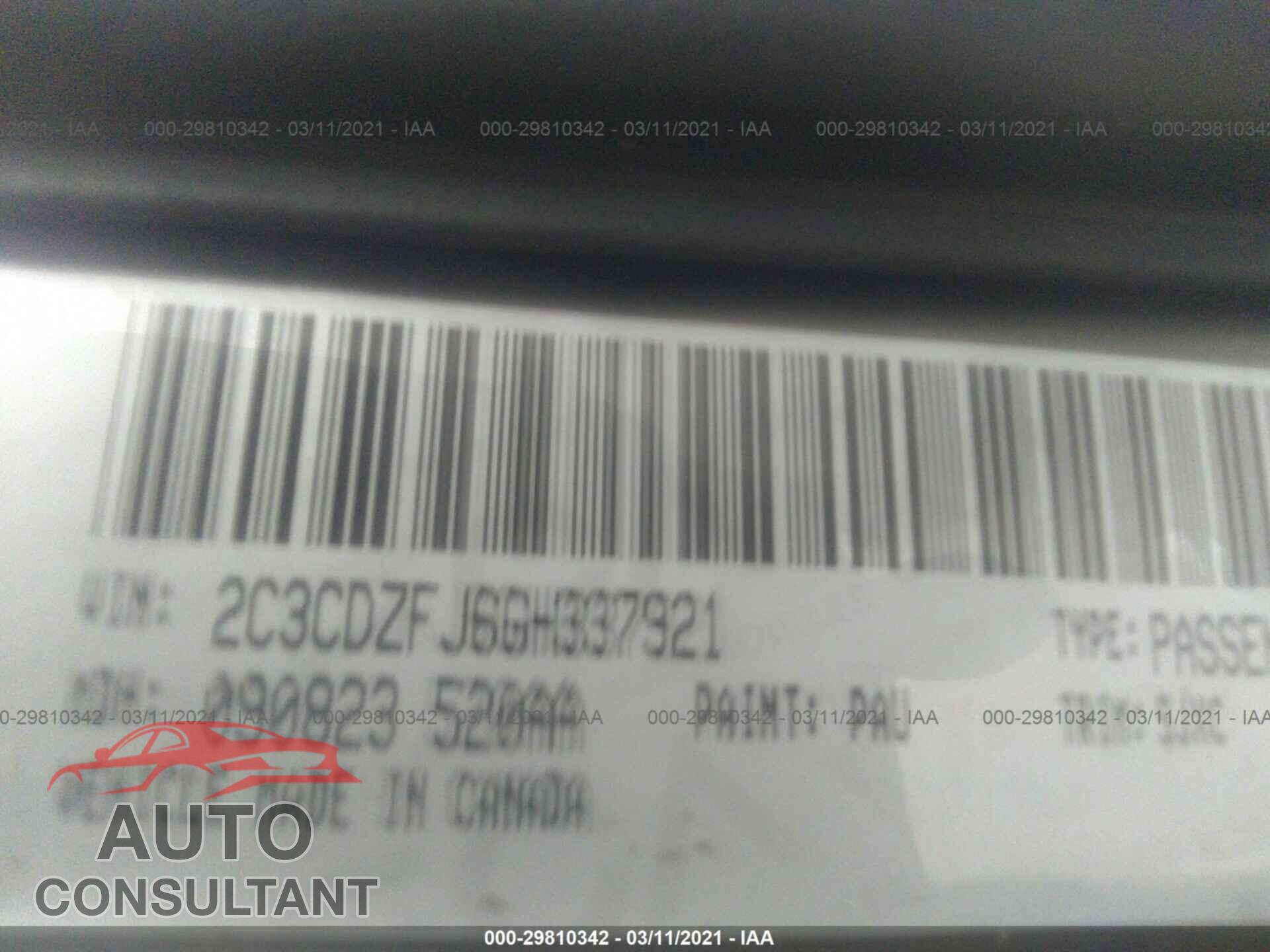 DODGE CHALLENGER 2016 - 2C3CDZFJ6GH337921