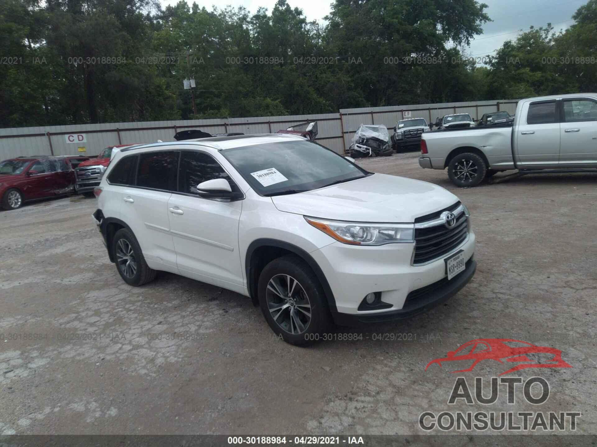 TOYOTA HIGHLANDER 2016 - 5TDKKRFH2GS161767