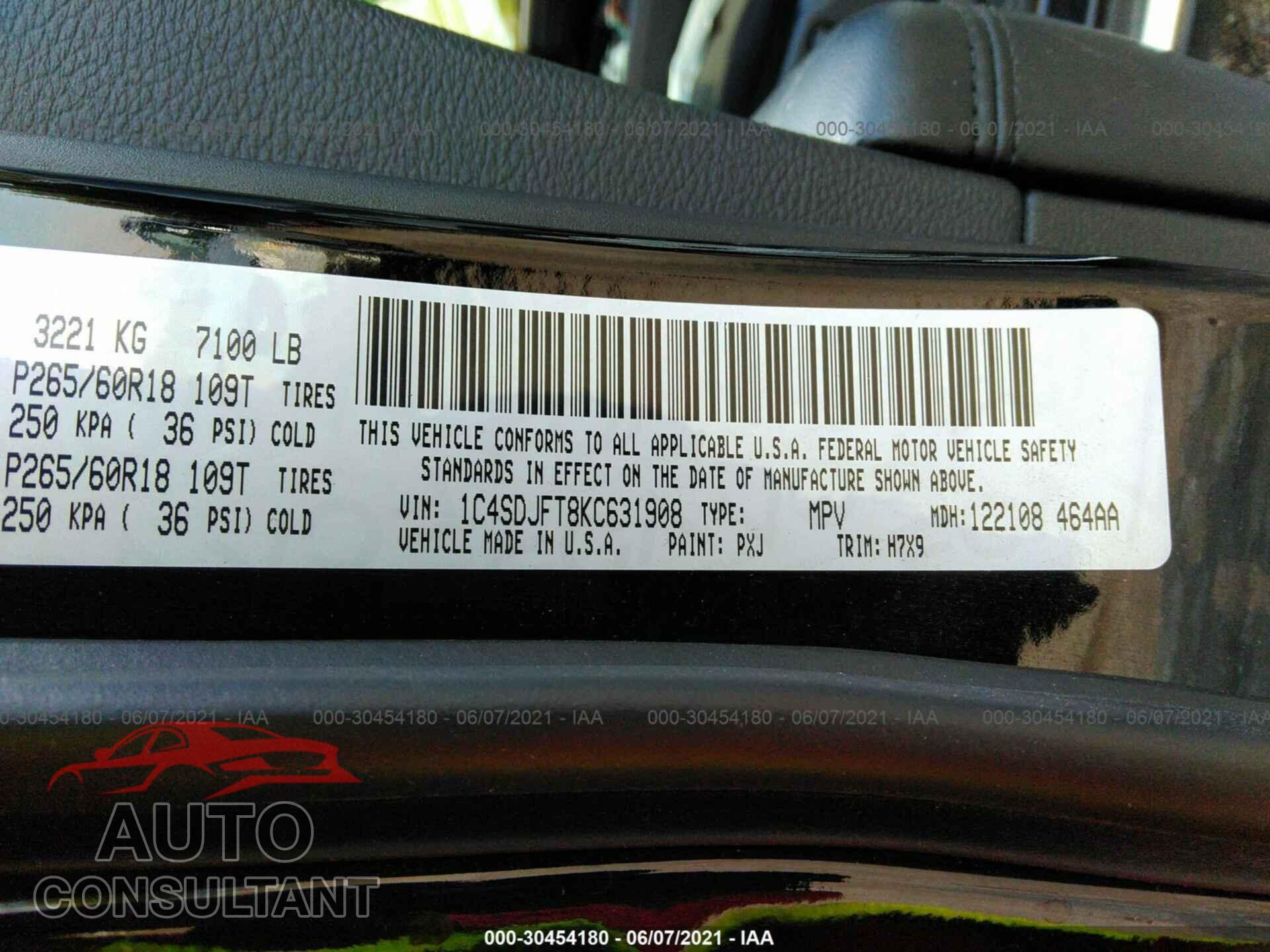 DODGE DURANGO 2019 - 1C4SDJFT8KC631908
