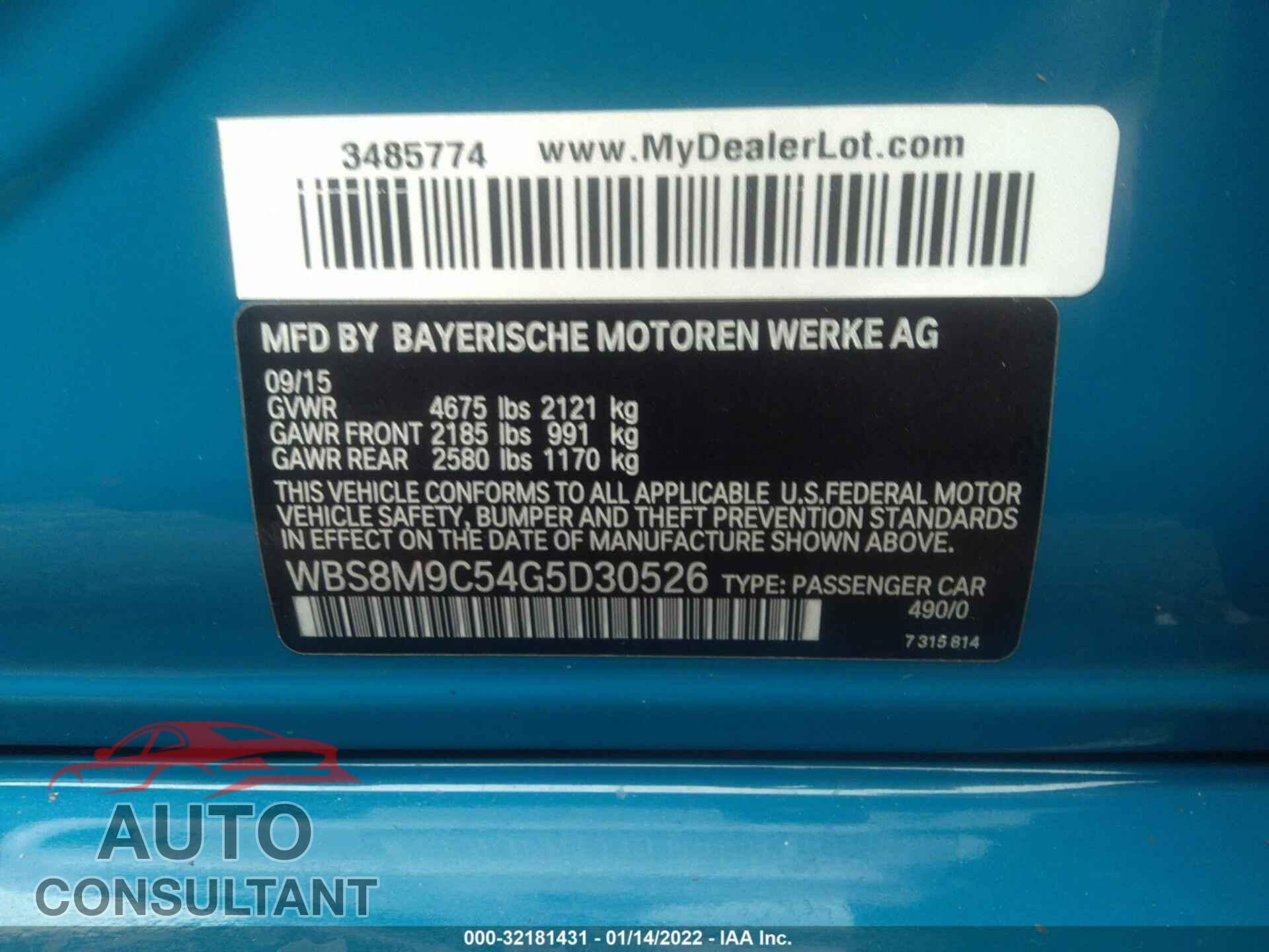 BMW M3 2016 - WBS8M9C54G5D30526
