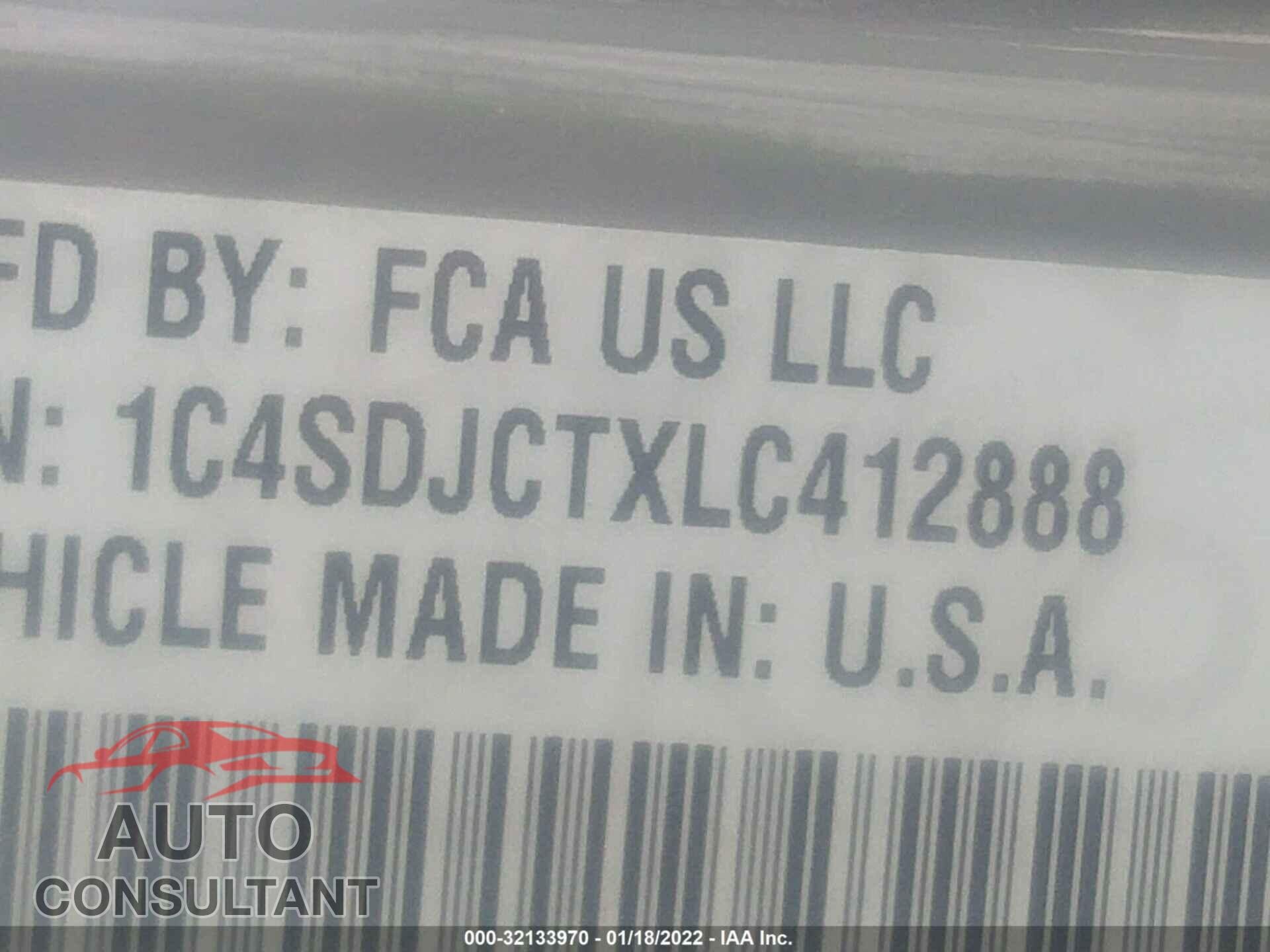 DODGE DURANGO 2020 - 1C4SDJCTXLC412888