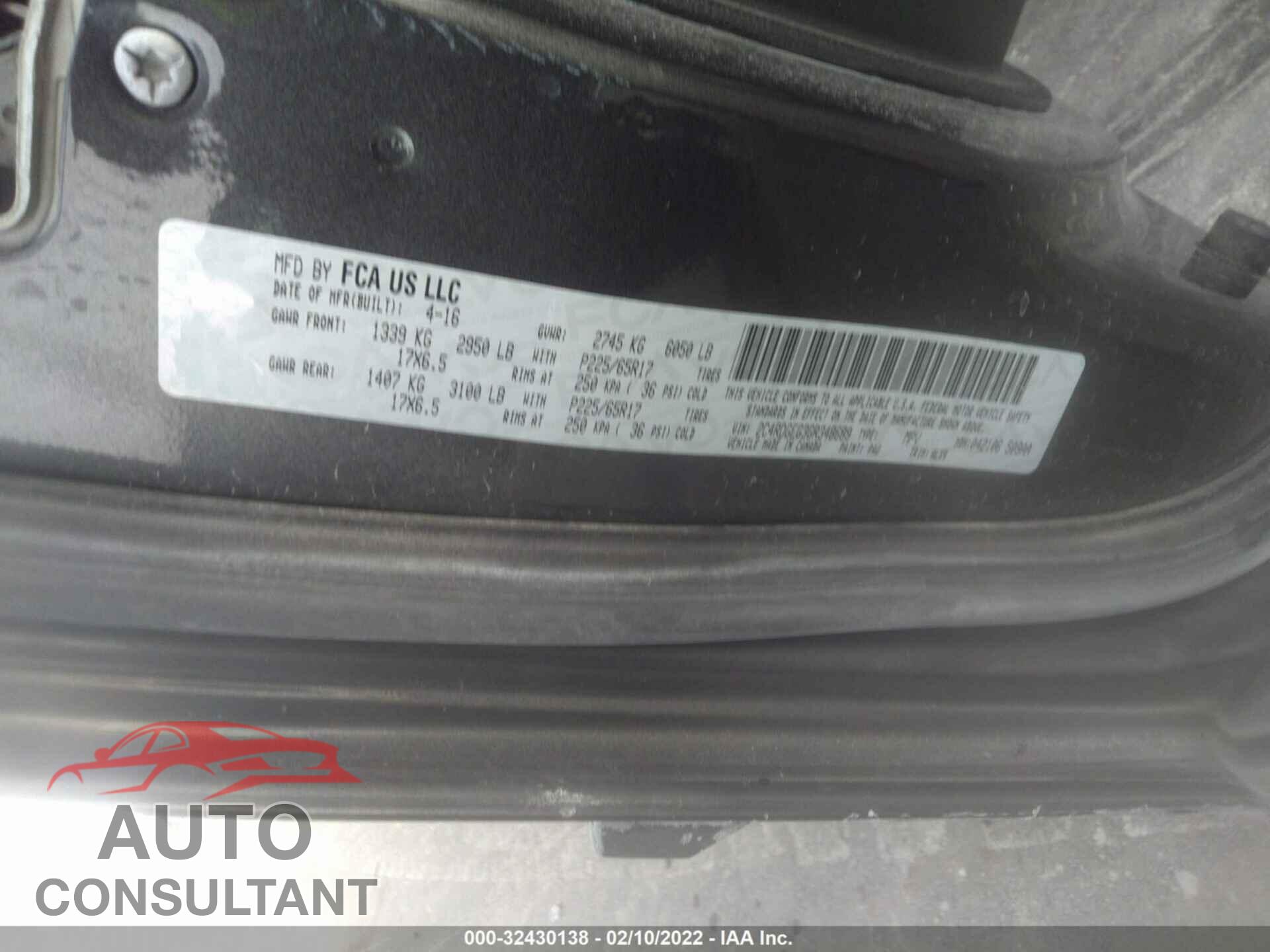 DODGE GRAND CARAVAN 2016 - 2C4RDGEG3GR348689