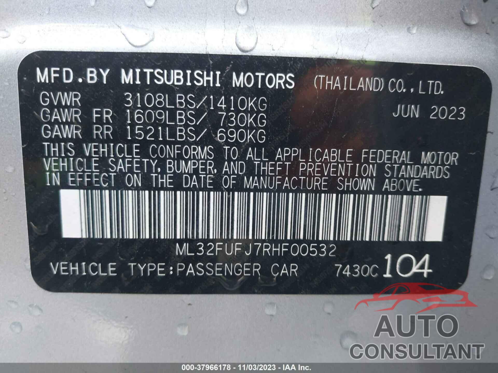 MITSUBISHI MIRAGE G4 2024 - ML32FUFJ7RHF00532