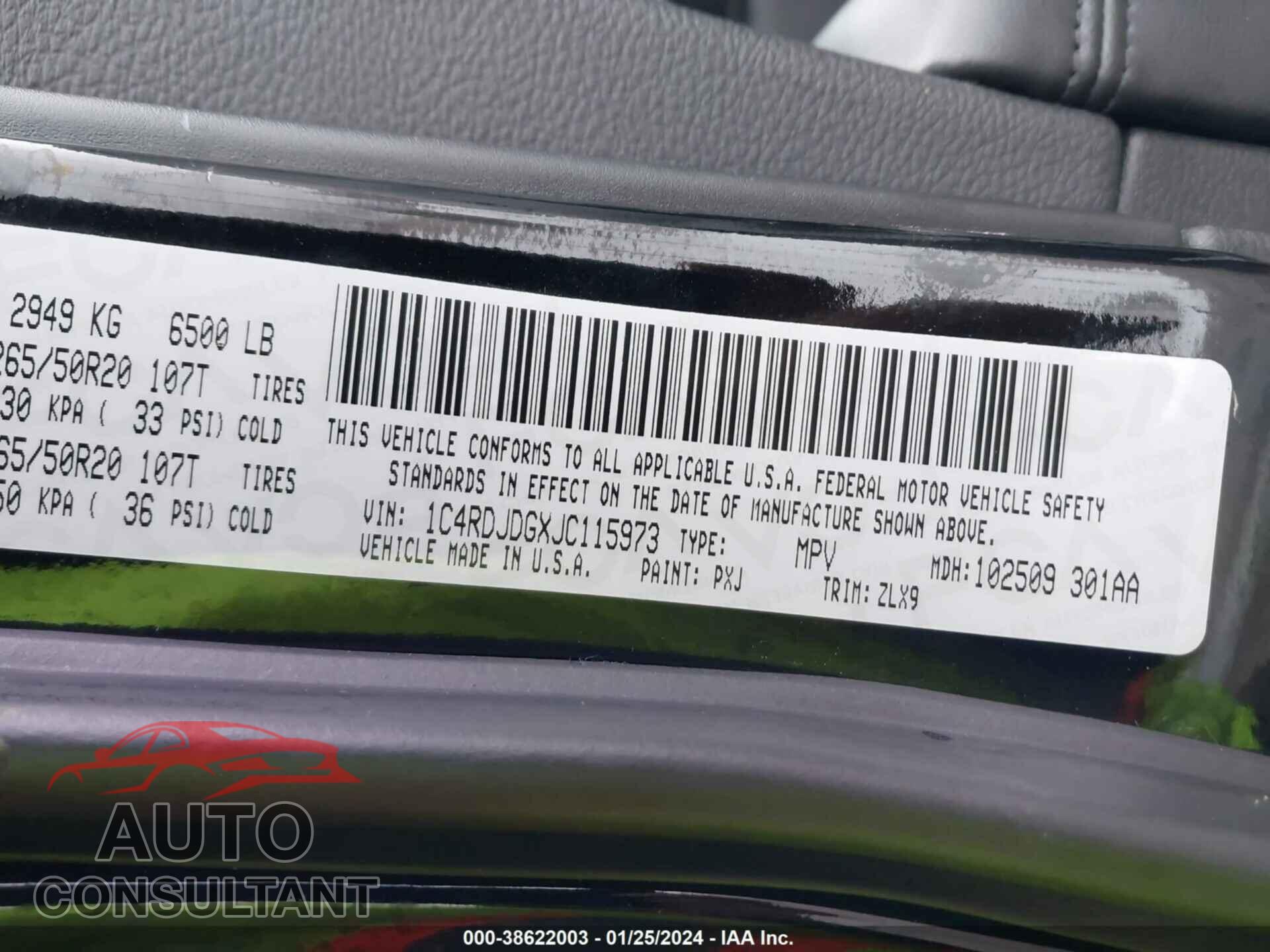 DODGE DURANGO 2018 - 1C4RDJDGXJC115973