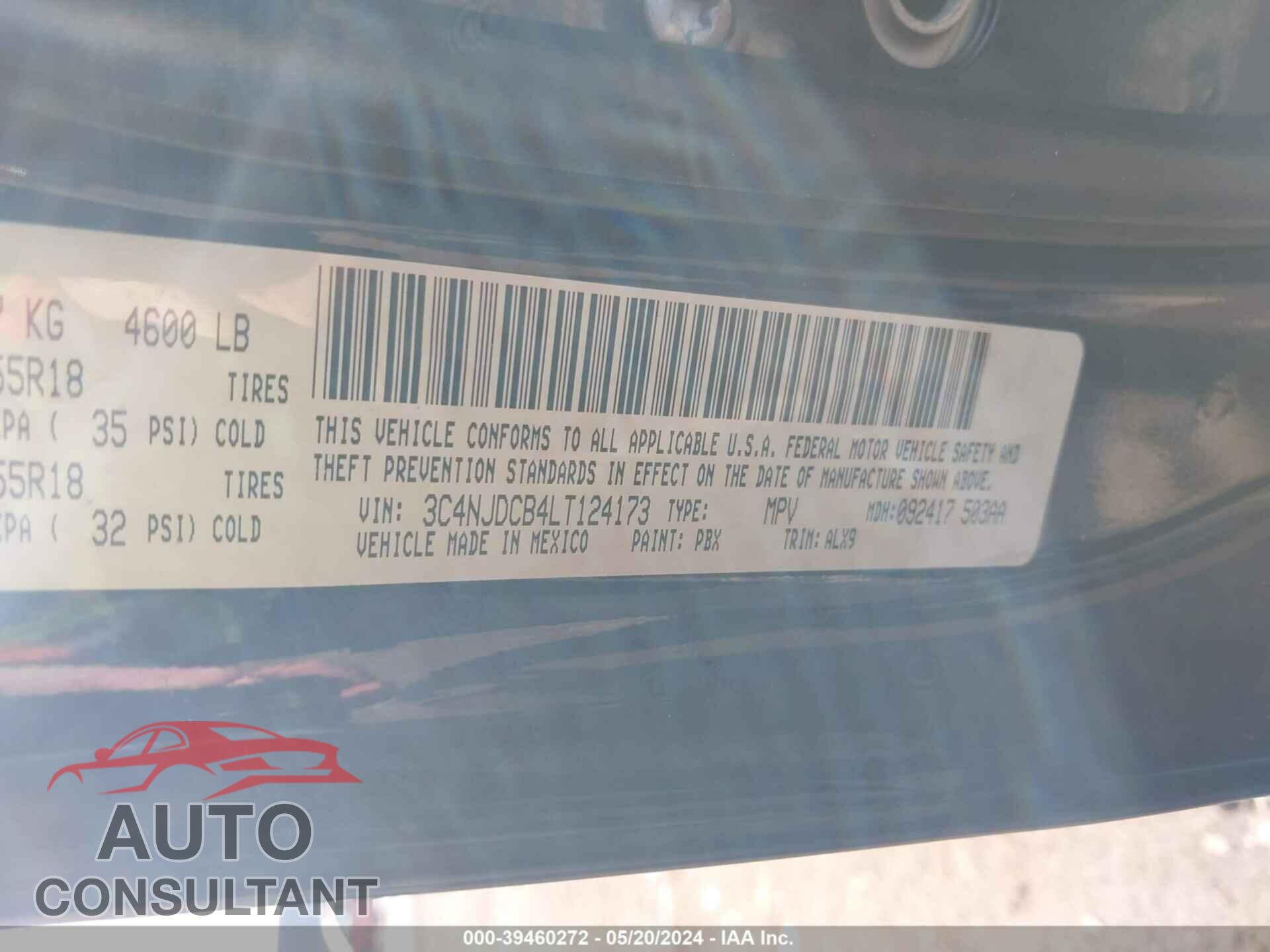 JEEP COMPASS 2020 - 3C4NJDCB4LT124173