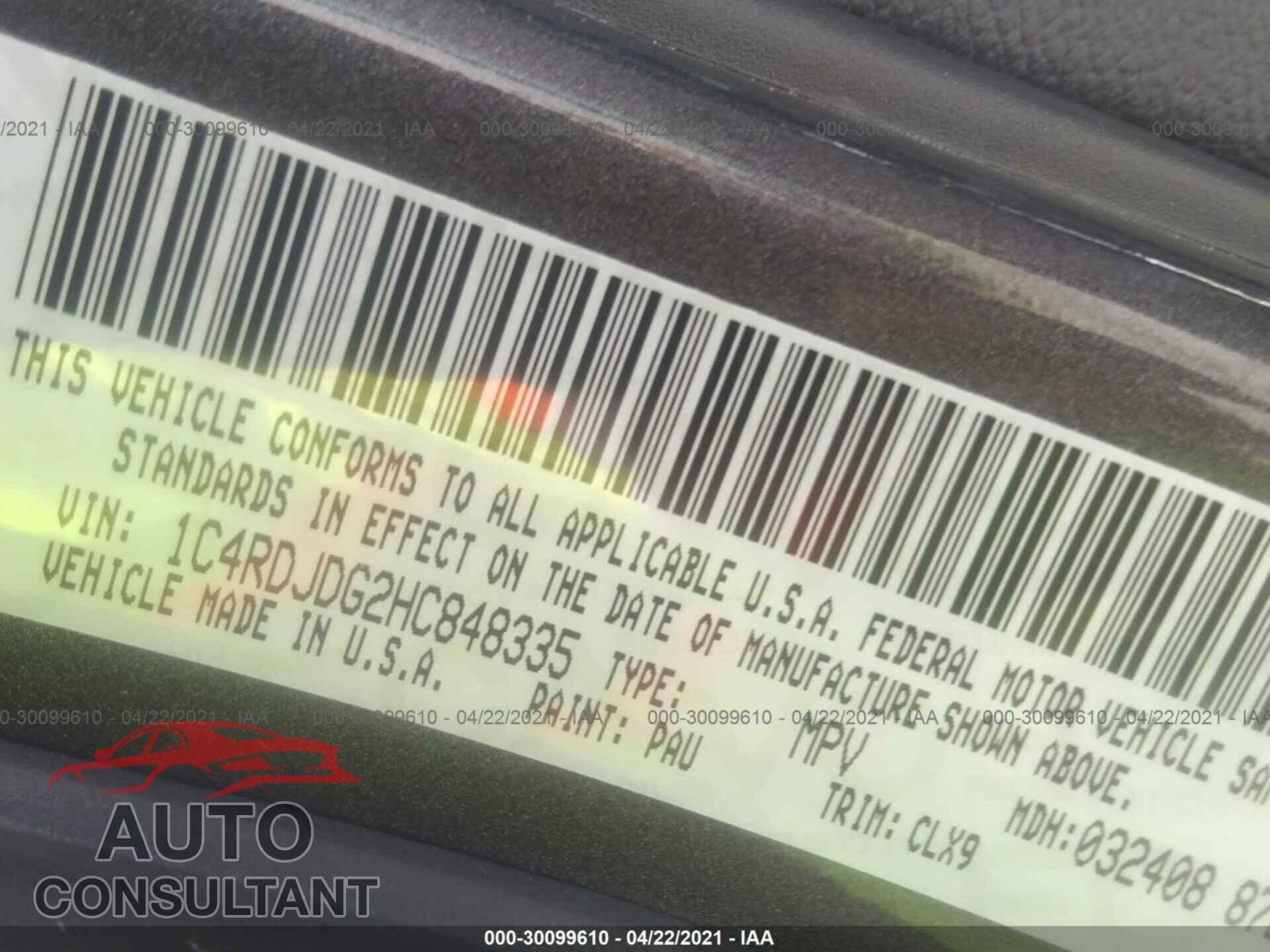 DODGE DURANGO 2017 - 1C4RDJDG2HC848335