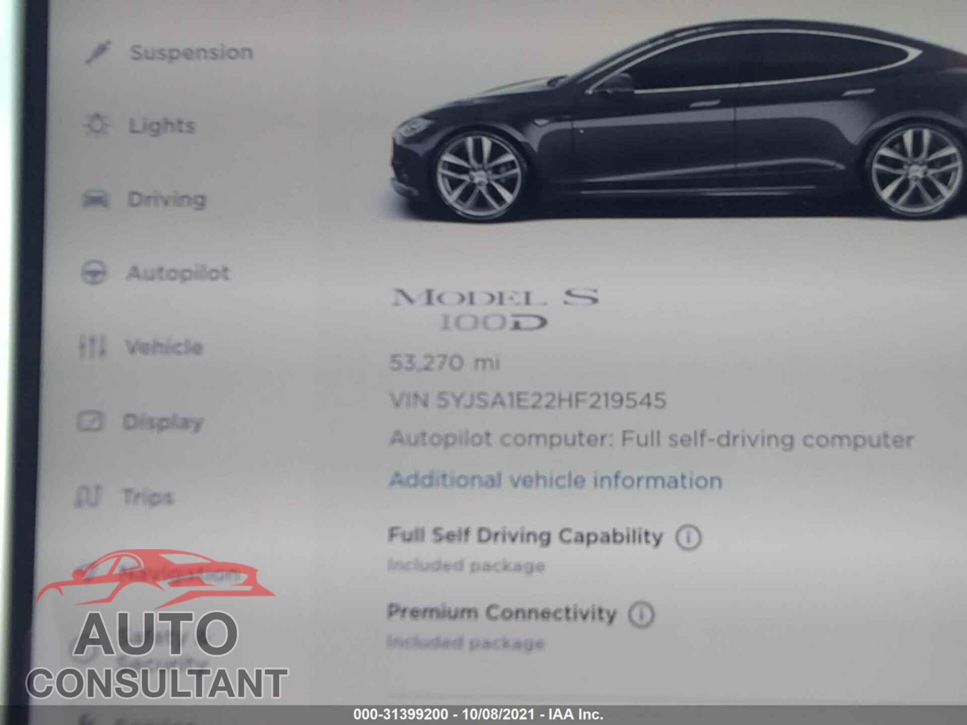 TESLA MODEL S 2017 - 5YJSA1E22HF219545