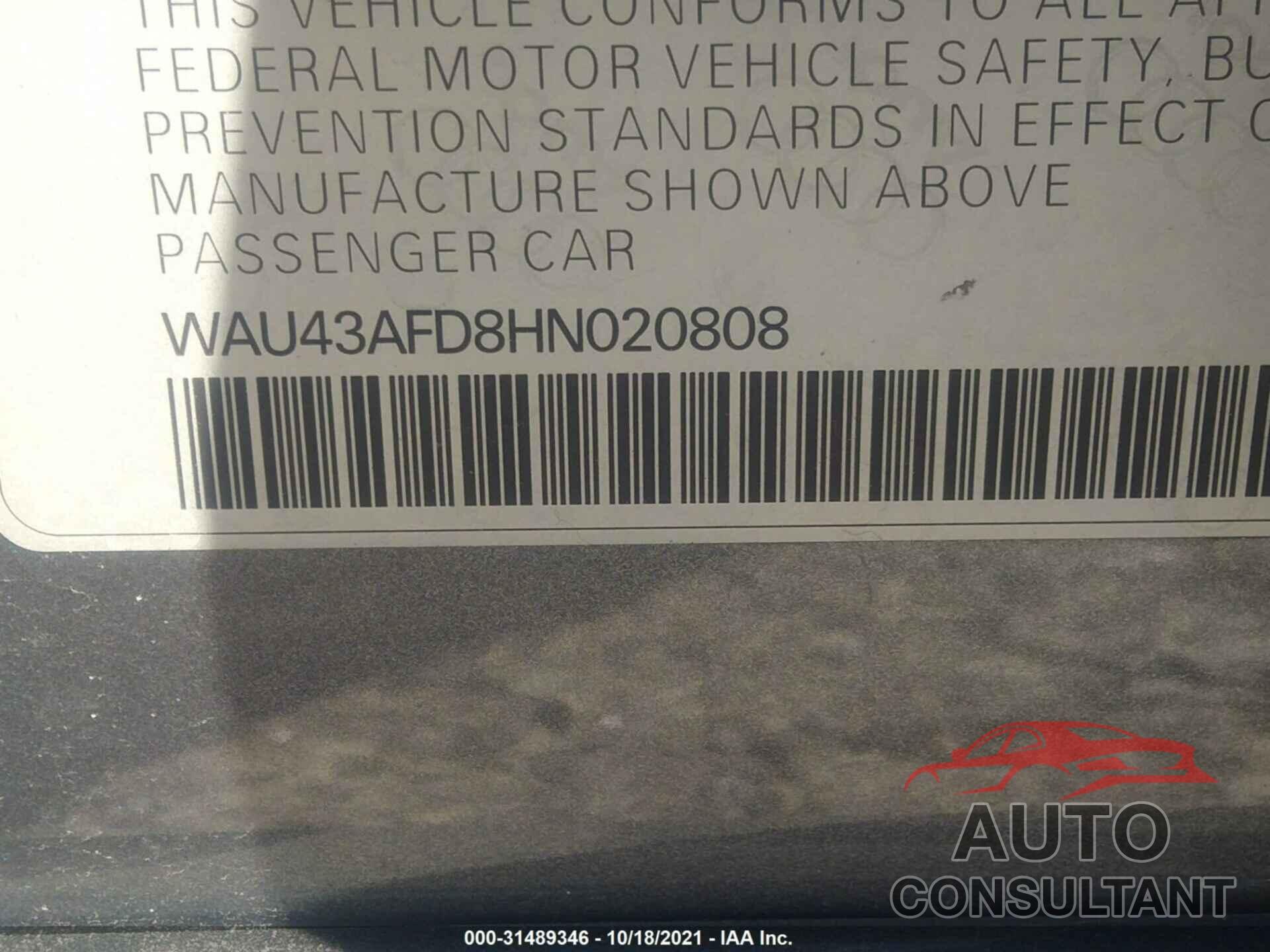 AUDI A8 L 2017 - WAU43AFD8HN020808