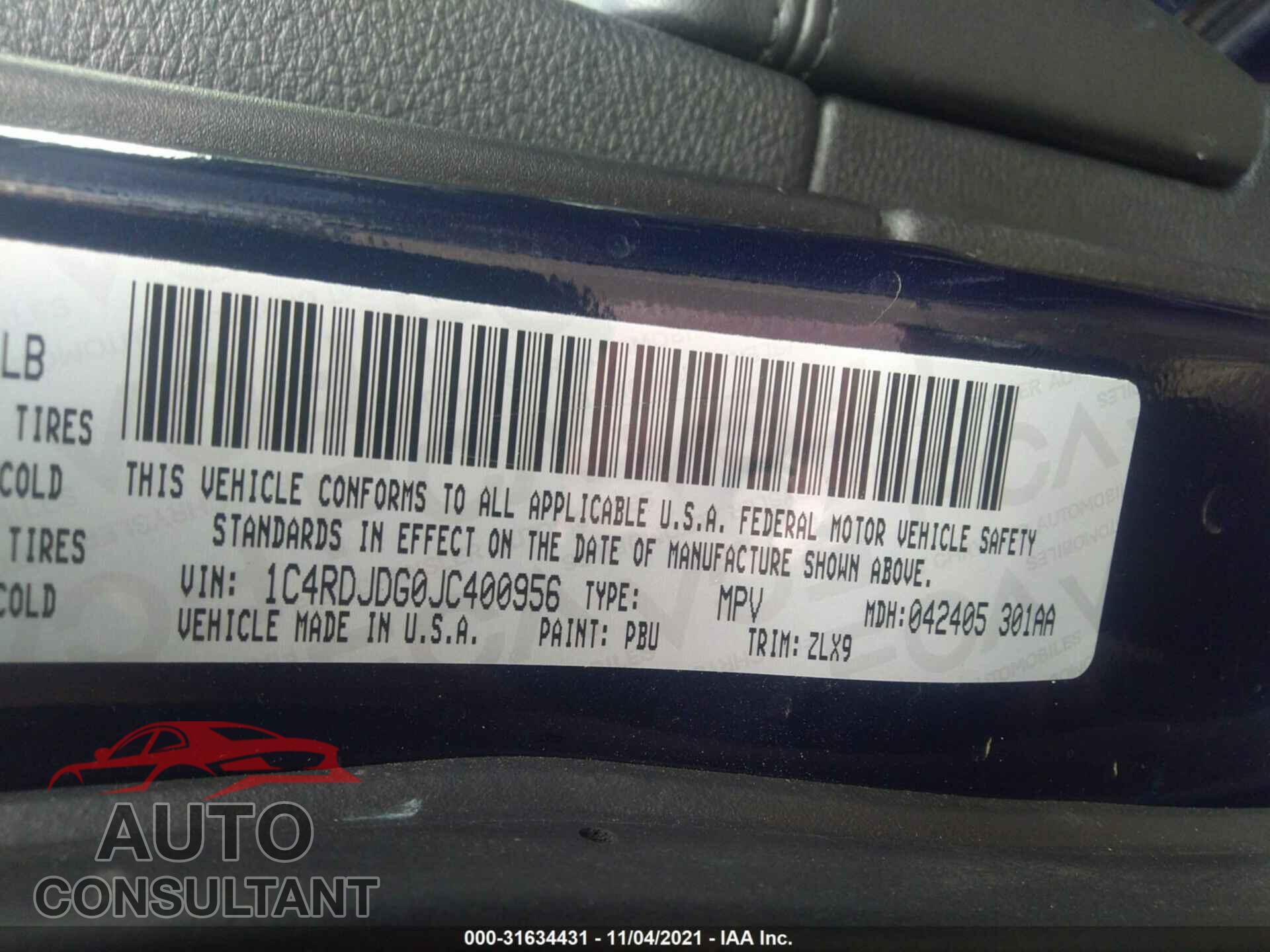 DODGE DURANGO 2018 - 1C4RDJDG0JC400956