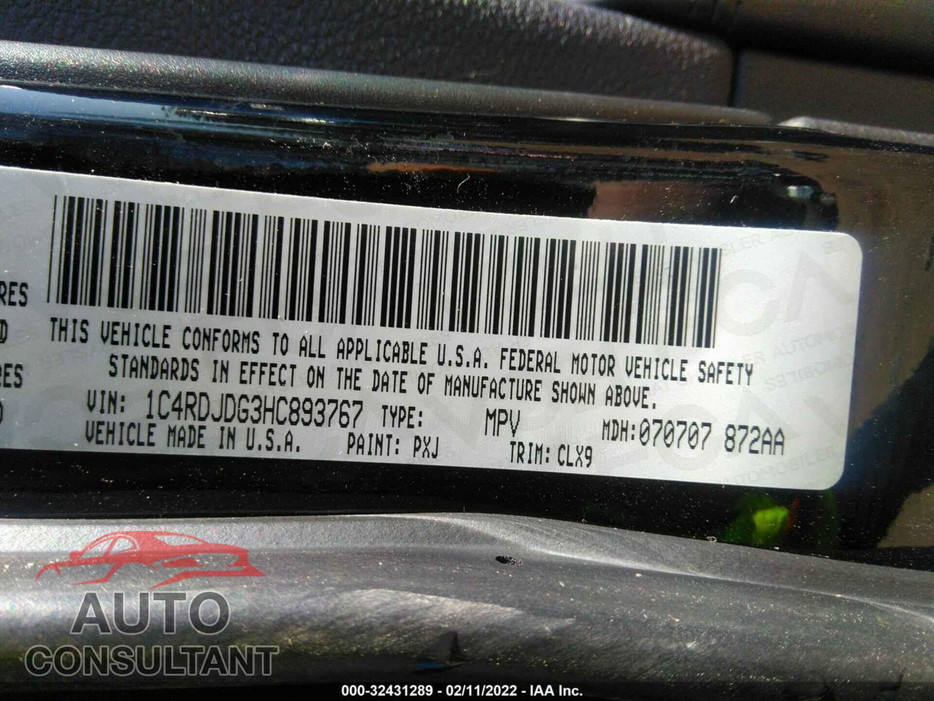 DODGE DURANGO 2017 - 1C4RDJDG3HC893767