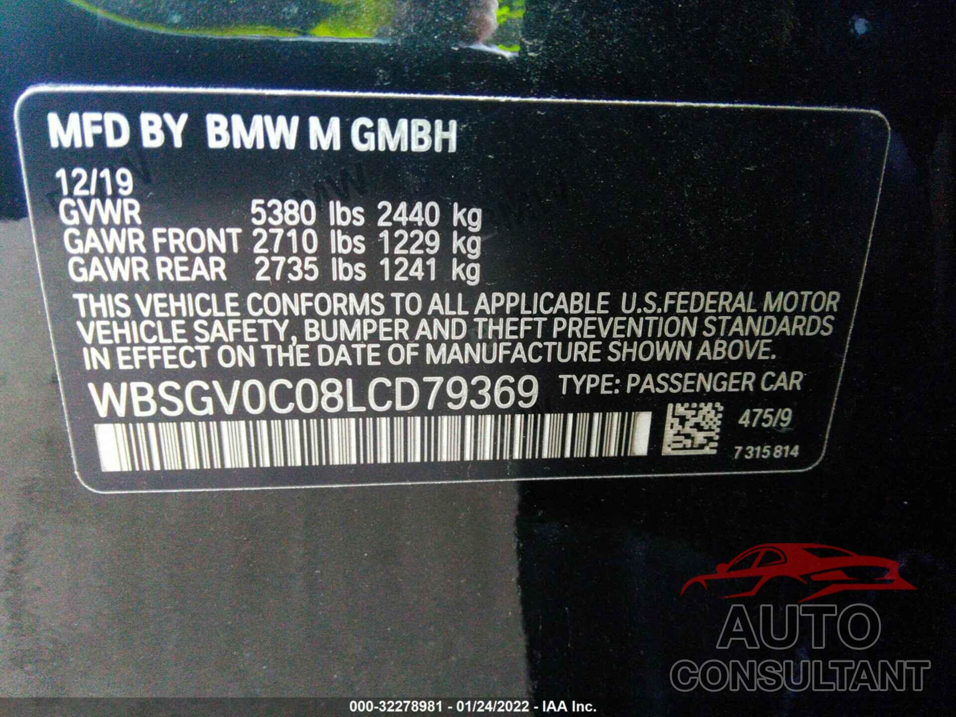 BMW M8 2020 - WBSGV0C08LCD79369
