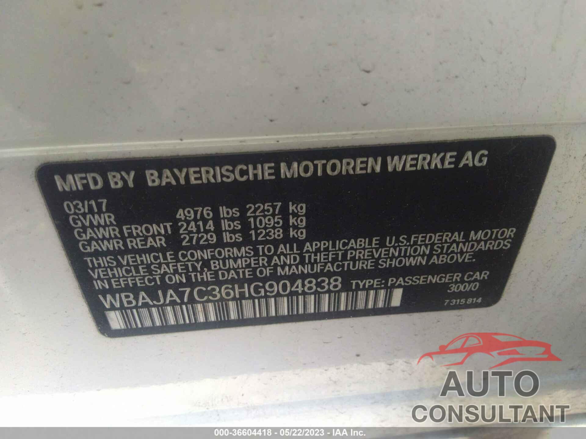 BMW 530I 2017 - WBAJA7C36HG904838