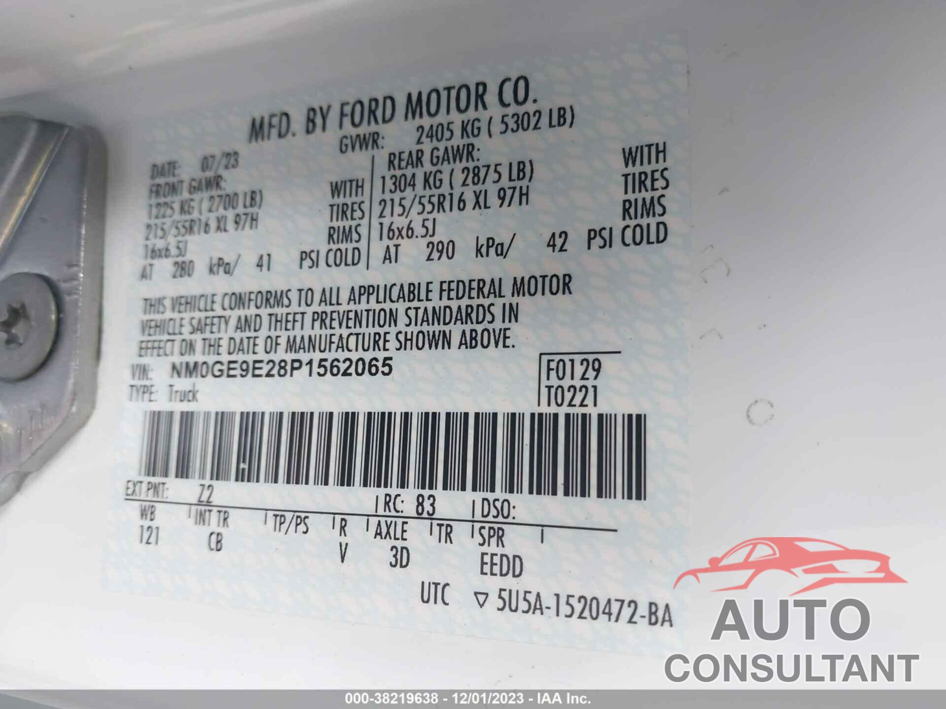 FORD TRANSIT CONNECT 2023 - NM0GE9E28P1562065