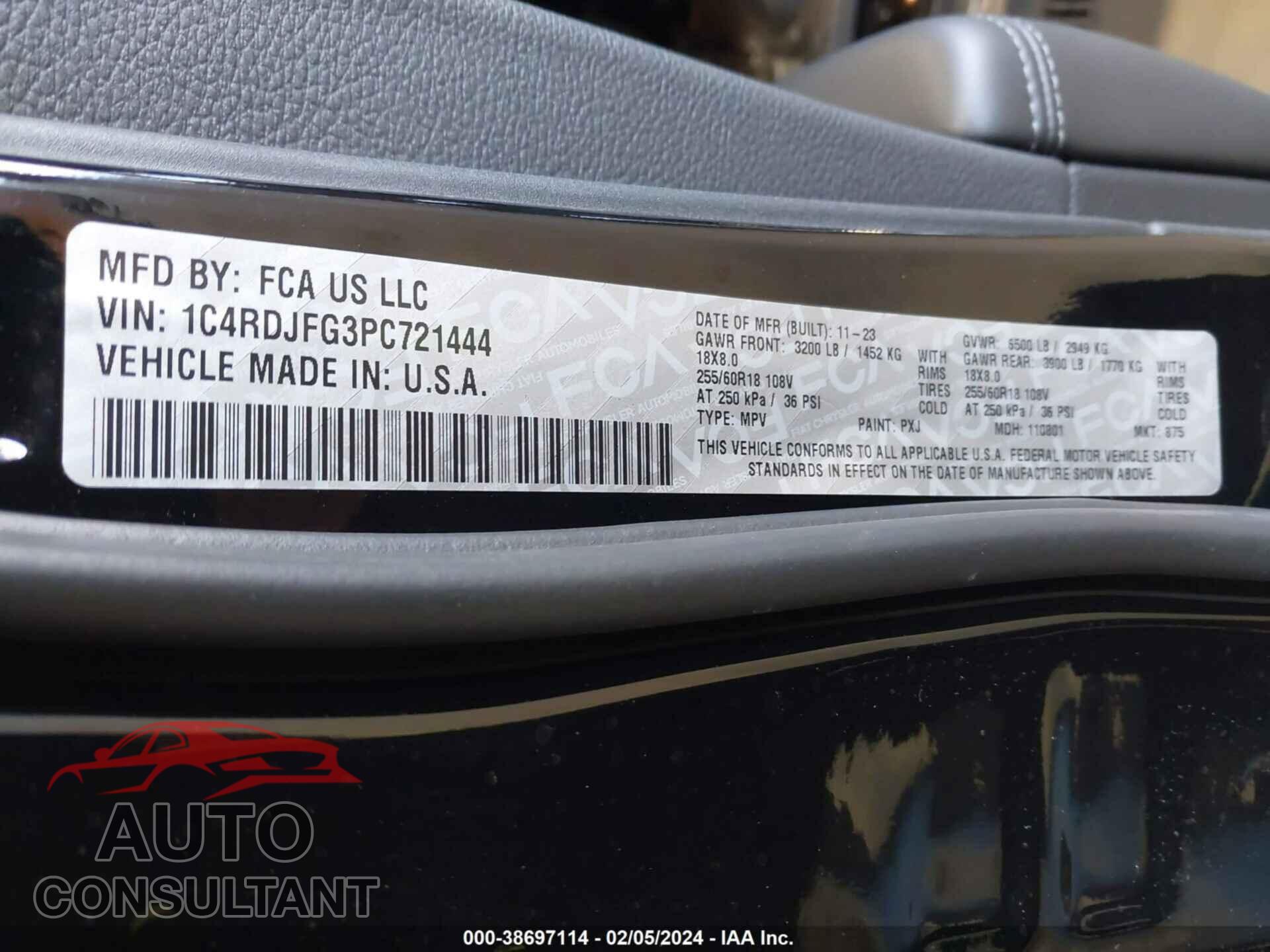 DODGE DURANGO 2023 - 1C4RDJFG3PC721444