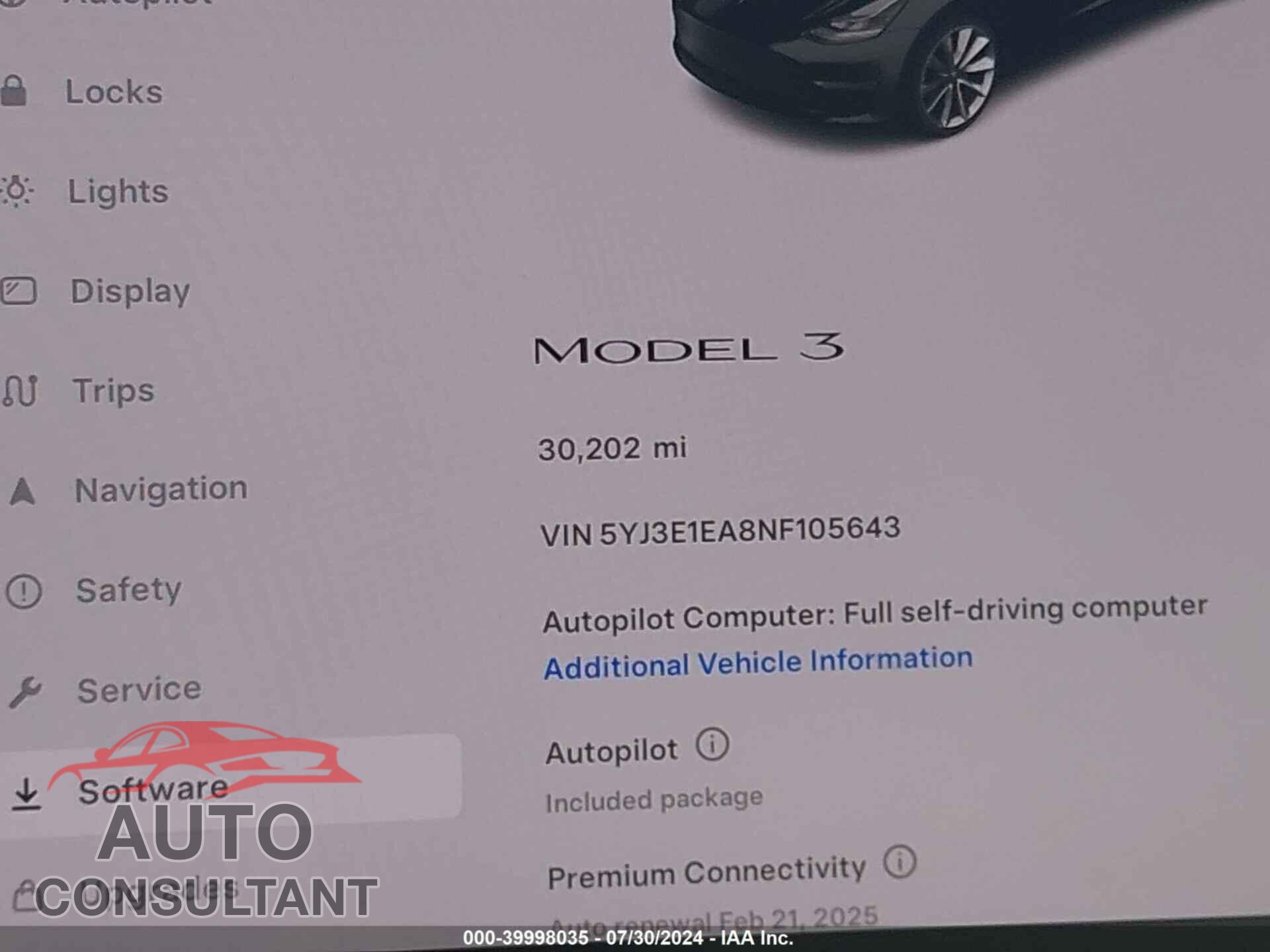 TESLA MODEL 3 2022 - 5YJ3E1EA8NF105643