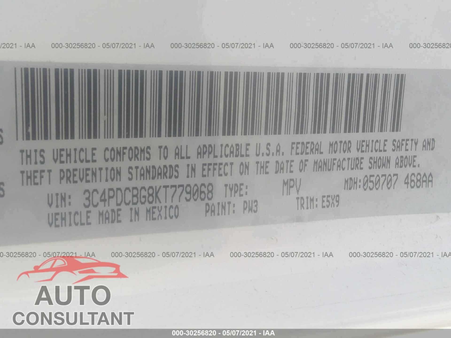 DODGE JOURNEY 2019 - 3C4PDCBG8KT779068