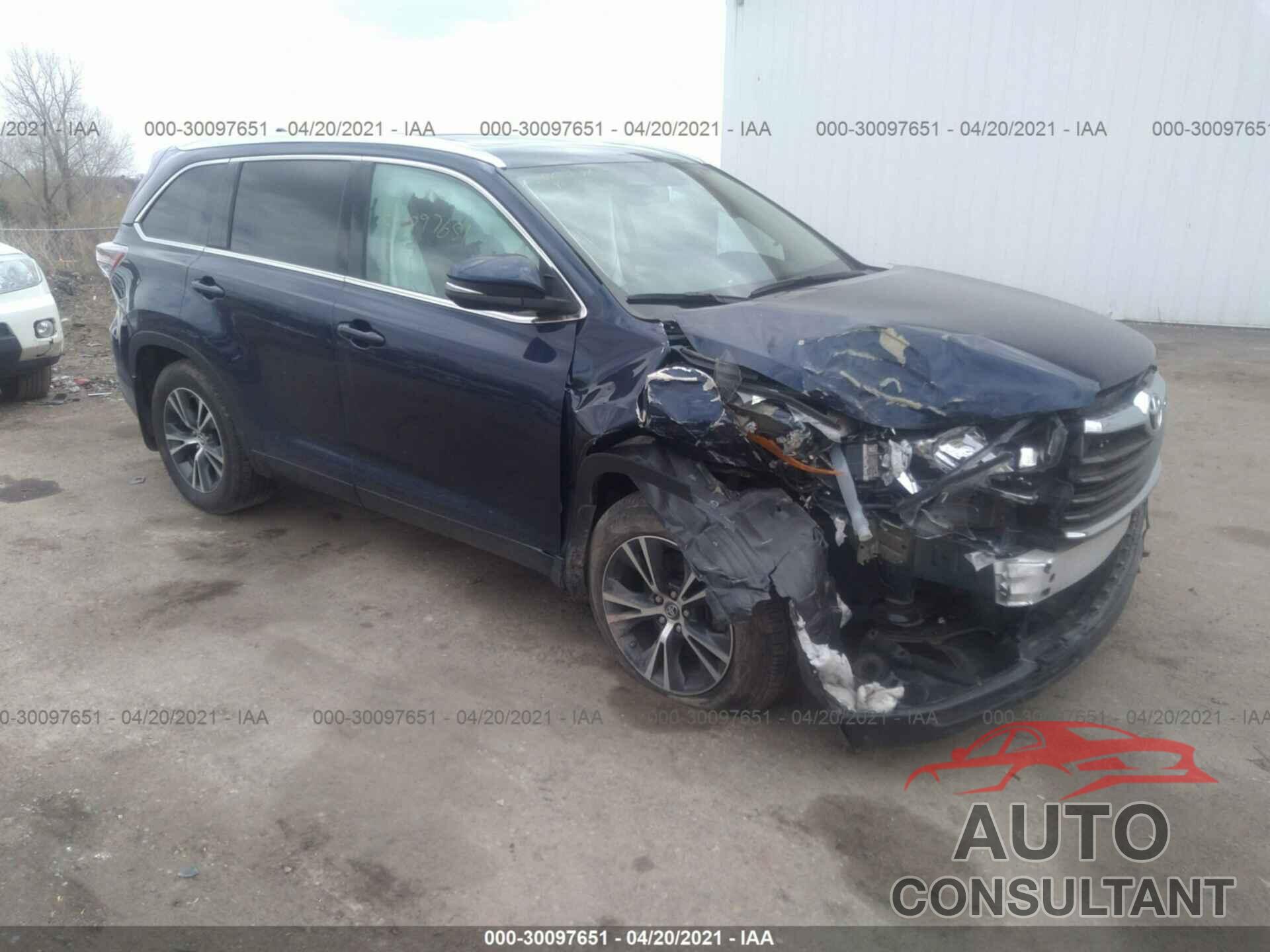 TOYOTA HIGHLANDER 2016 - 5TDJKRFH5GS257145
