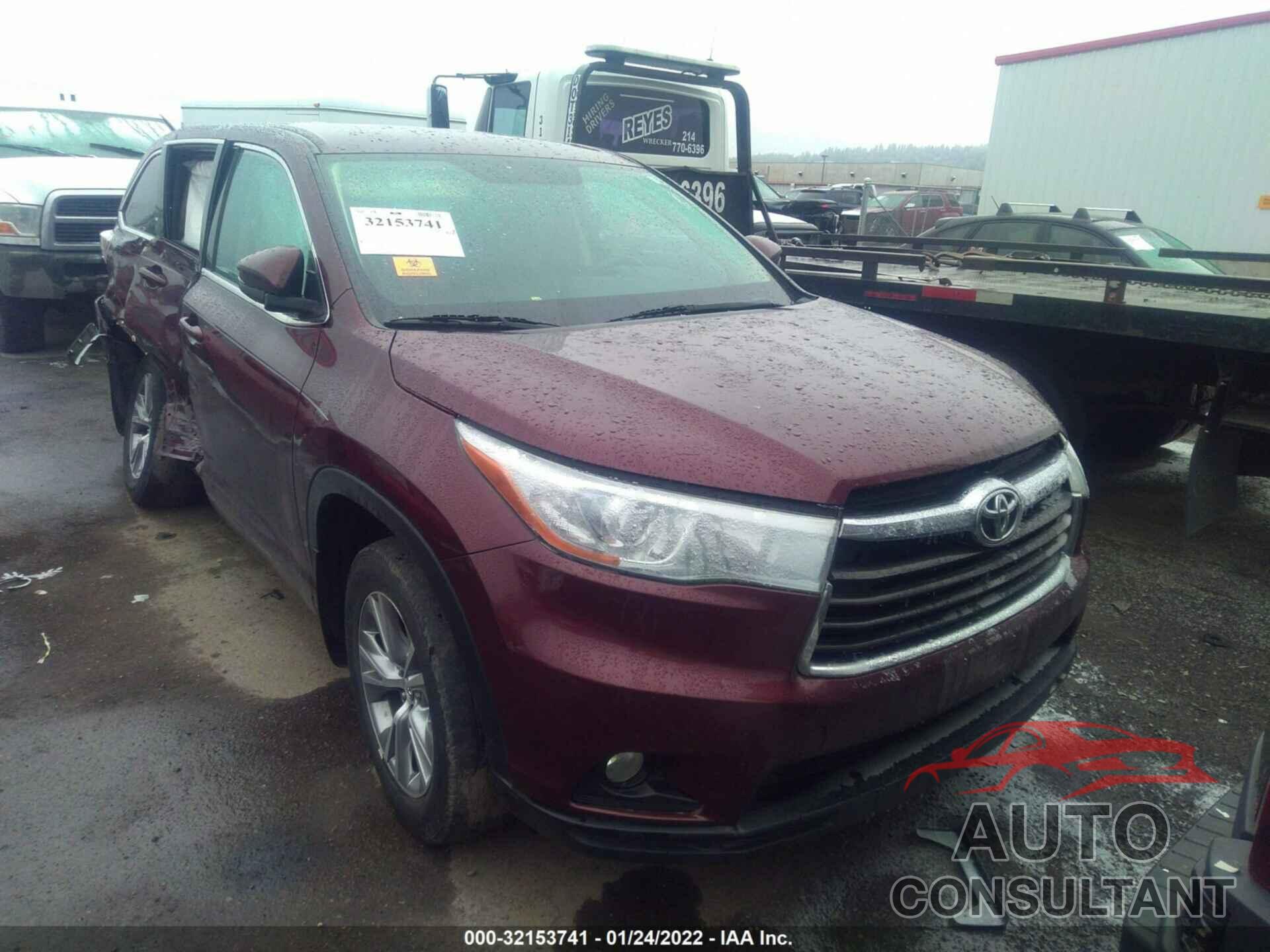 TOYOTA HIGHLANDER 2016 - 5TDBKRFH6GS350941