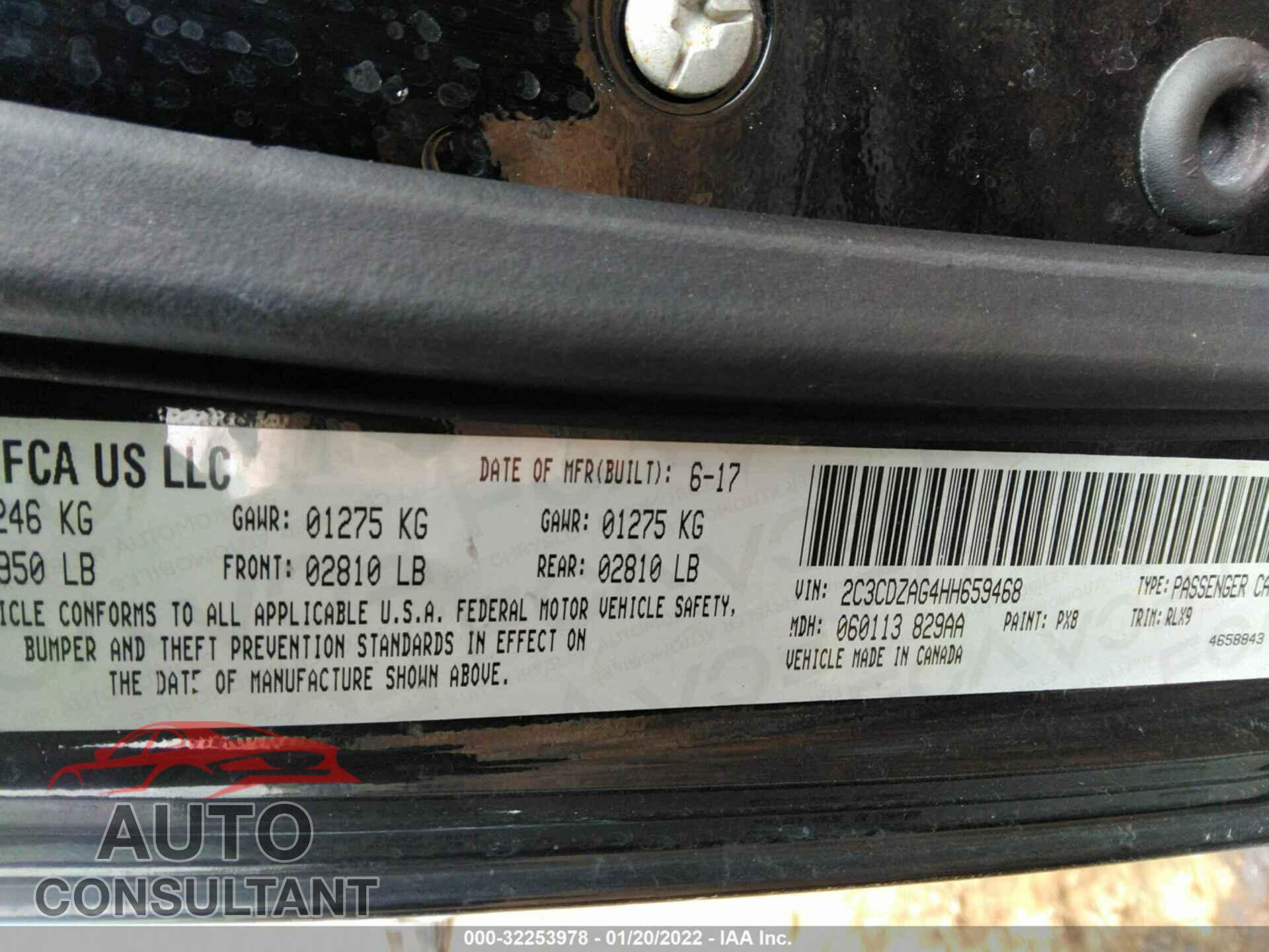 DODGE CHALLENGER 2017 - 2C3CDZAG4HH659468