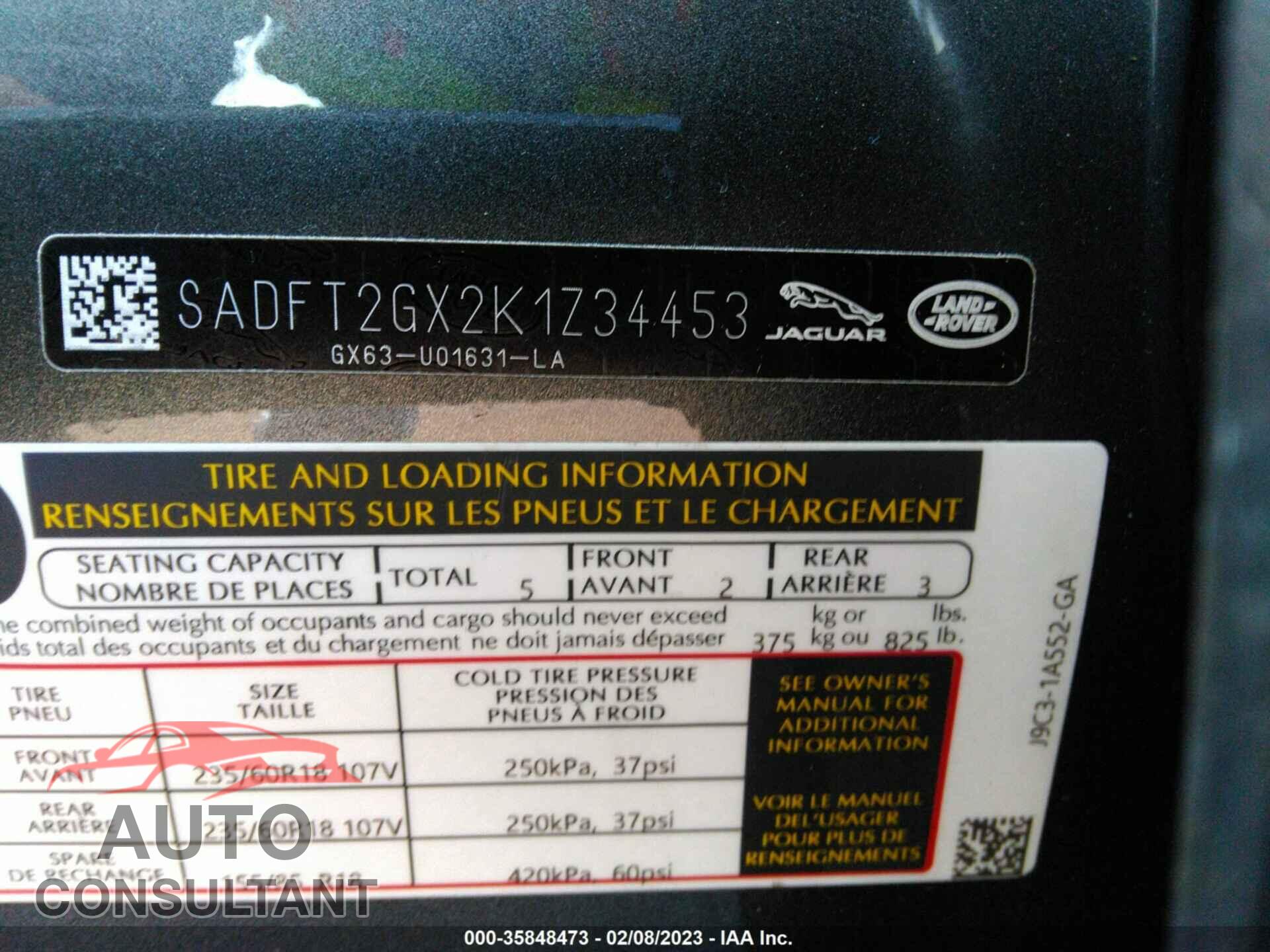 JAGUAR E-PACE 2019 - SADFT2GX2K1Z34453