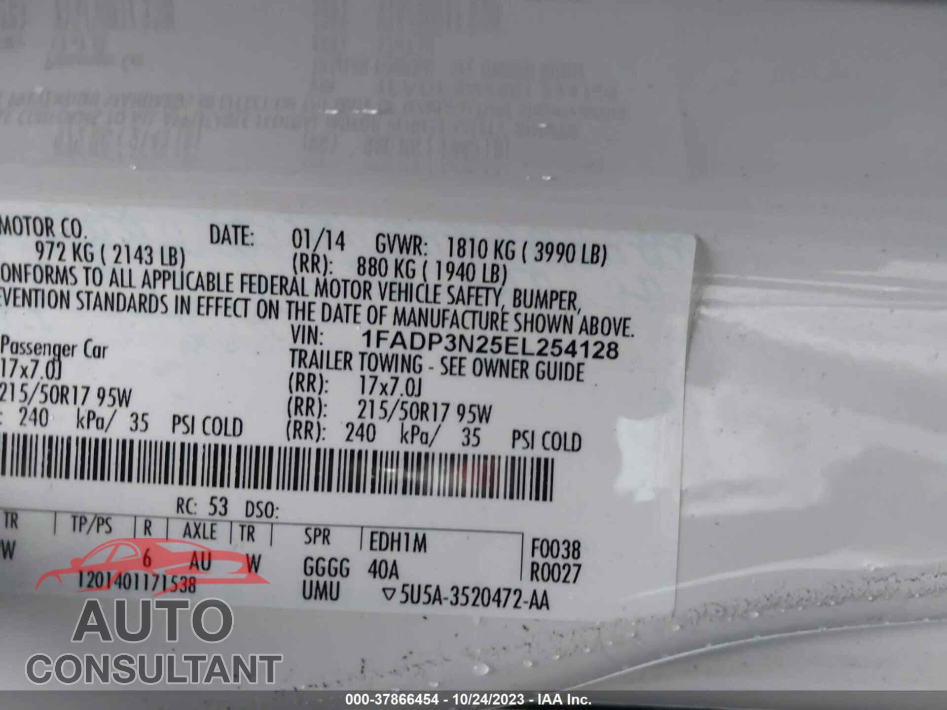 FORD FOCUS 2014 - 1FADP3N25EL254128