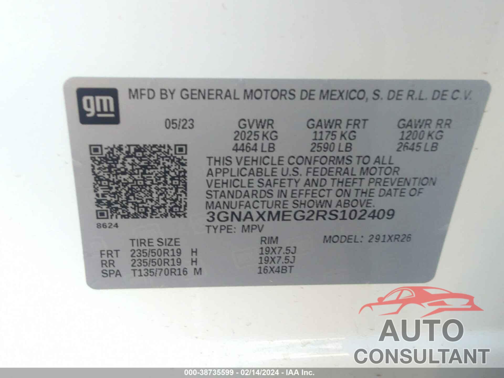 CHEVROLET EQUINOX 2024 - 3GNAXMEG2RS102409