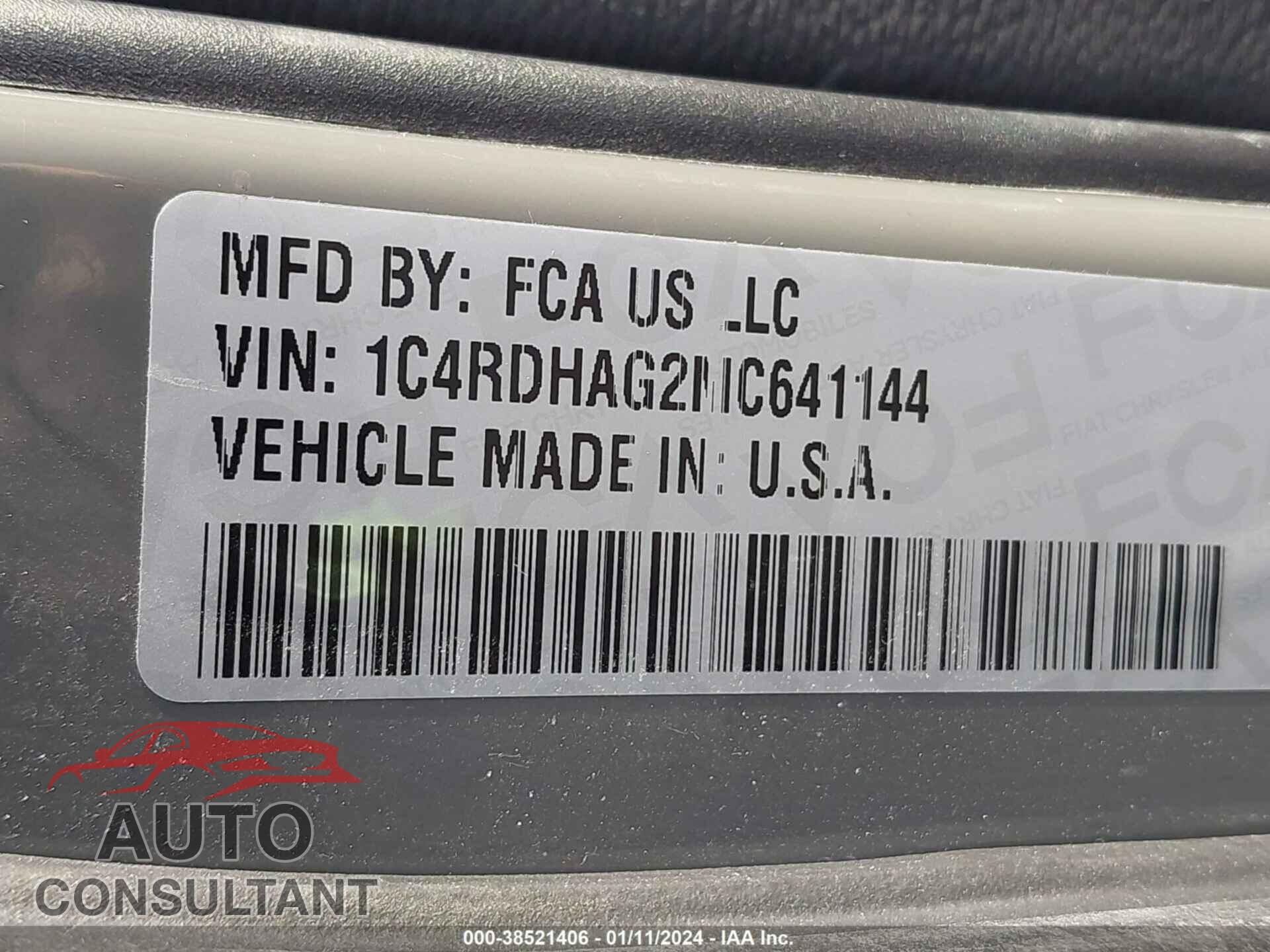 DODGE DURANGO 2021 - 1C4RDHAG2MC641144