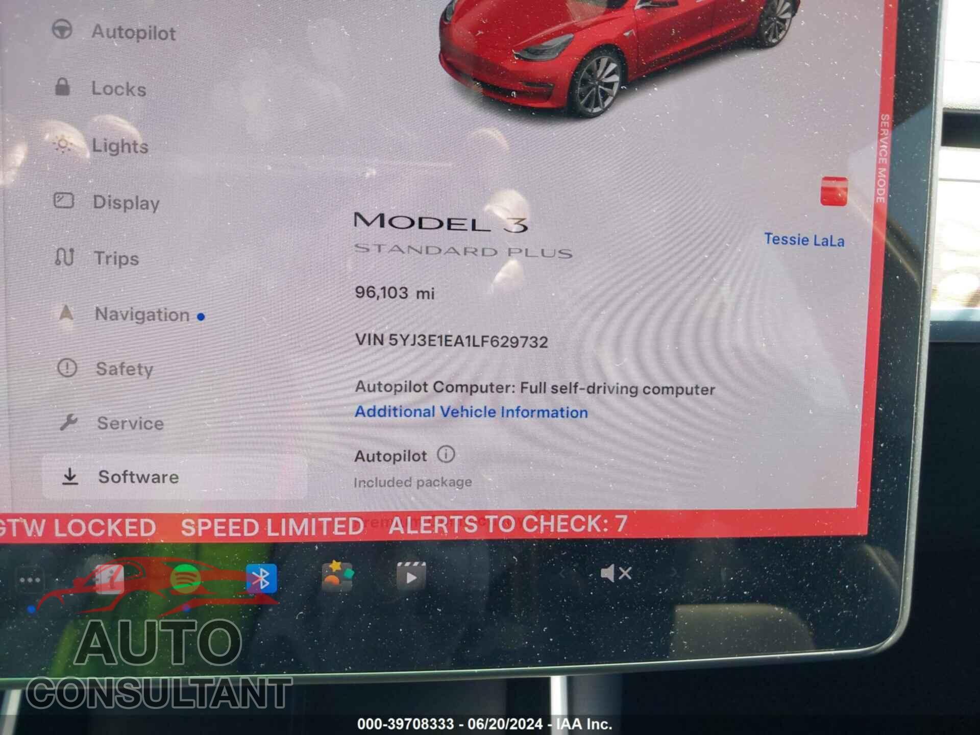 TESLA MODEL 3 2020 - 5YJ3E1EA1LF629732