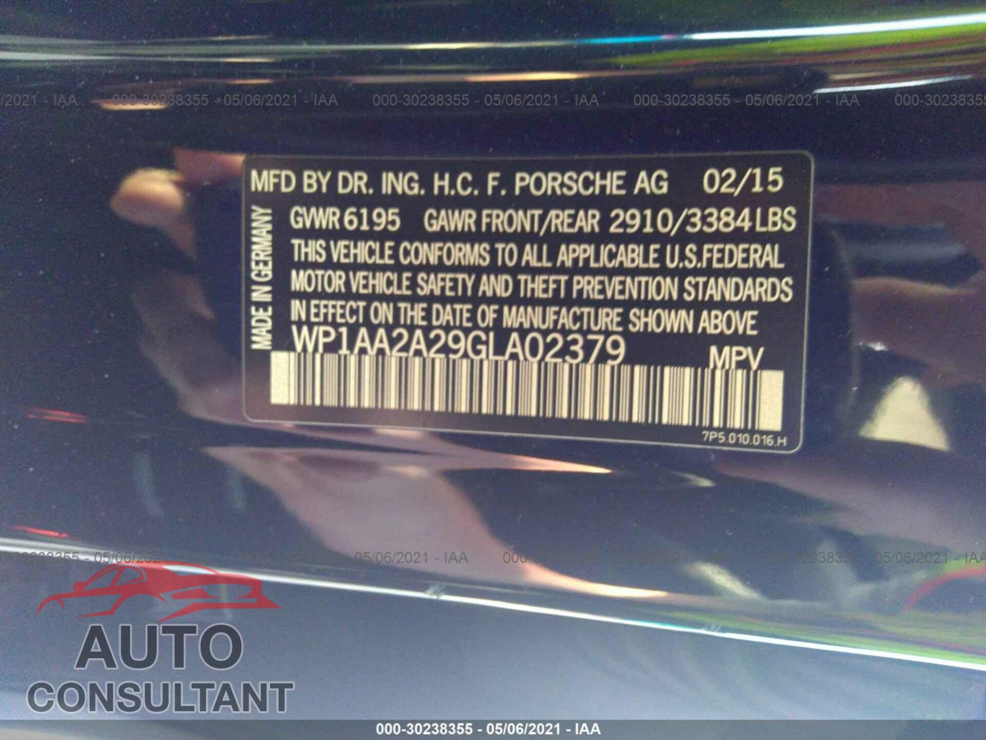 PORSCHE CAYENNE 2016 - WP1AA2A29GLA02379