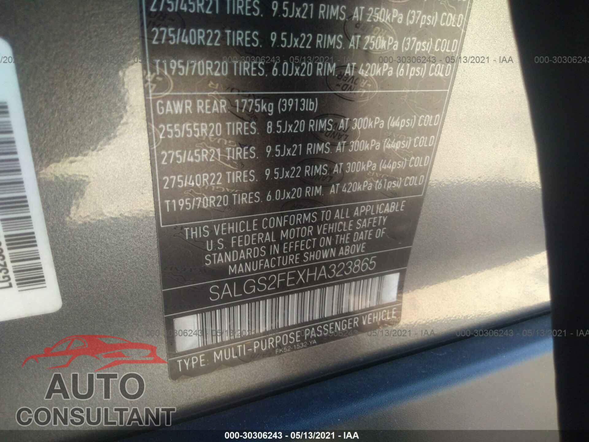 LAND ROVER RANGE ROVER 2017 - SALGS2FEXHA323865