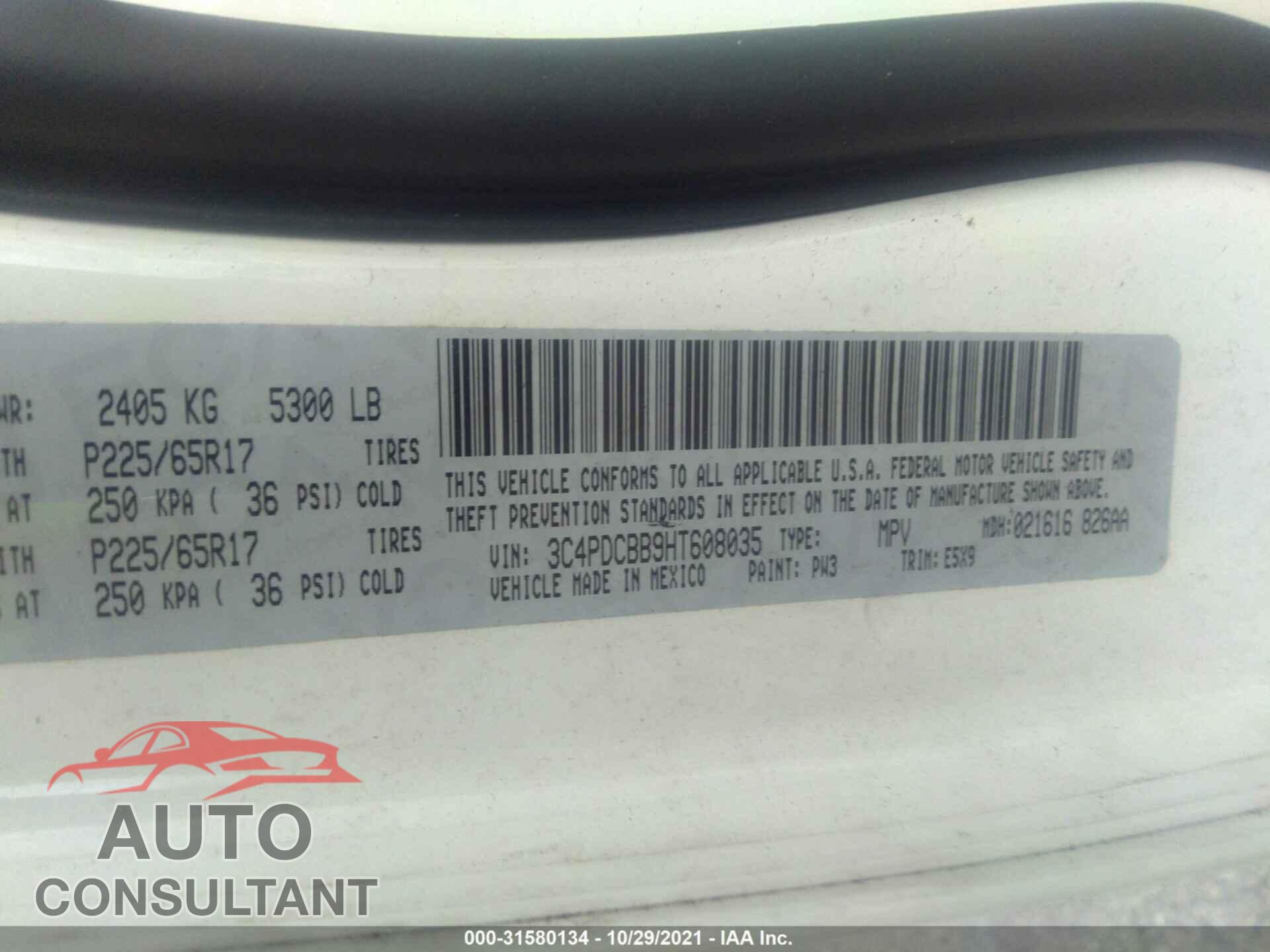 DODGE JOURNEY 2017 - 3C4PDCBB9HT608035