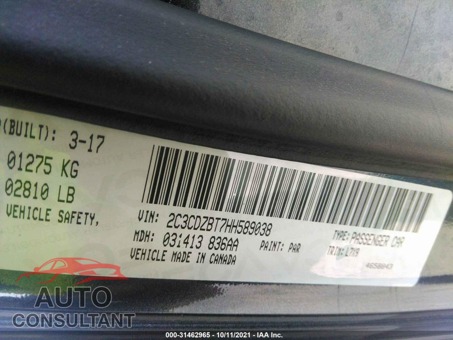 DODGE CHALLENGER 2017 - 2C3CDZBT7HH589038