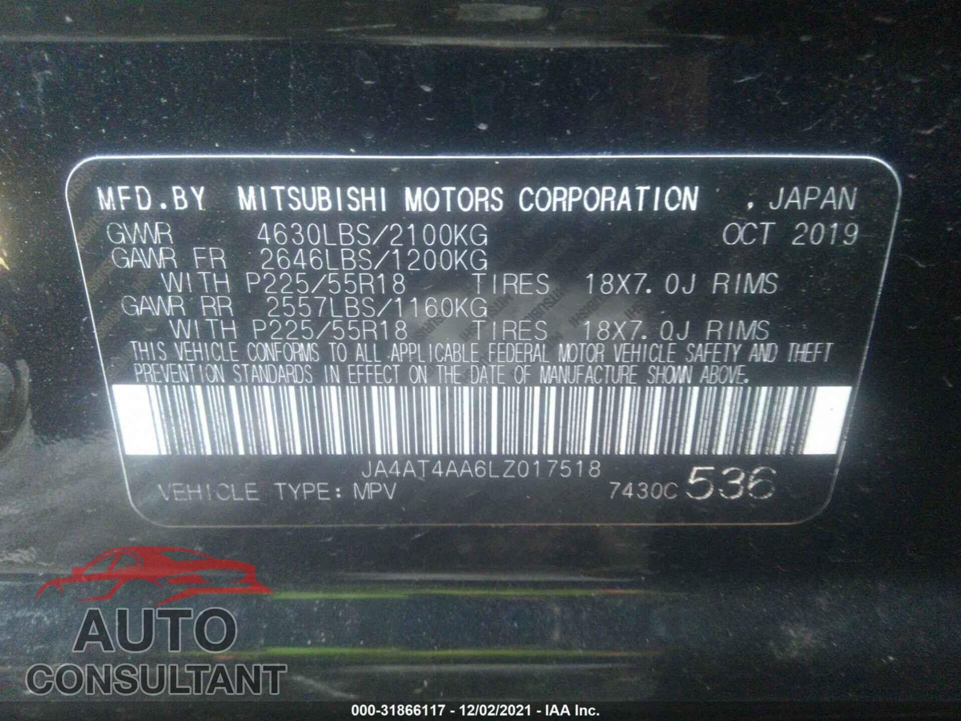 MITSUBISHI ECLIPSE CROSS 2020 - JA4AT4AA6LZ017518