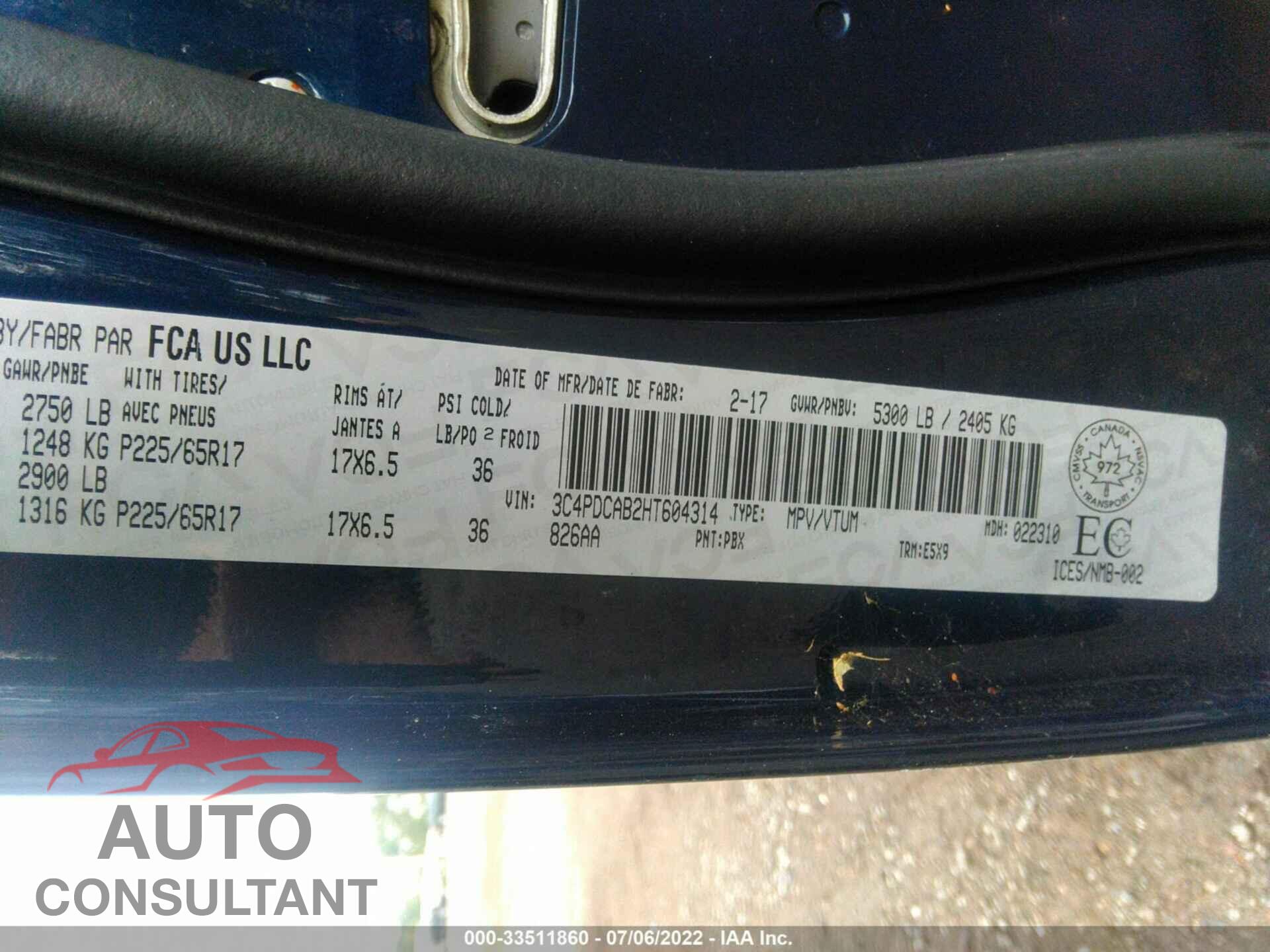 DODGE JOURNEY 2017 - 3C4PDCAB2HT604314