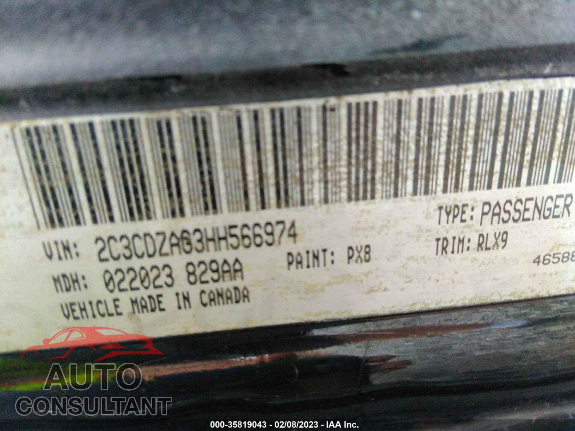 DODGE CHALLENGER 2017 - 2C3CDZAG3HH566974