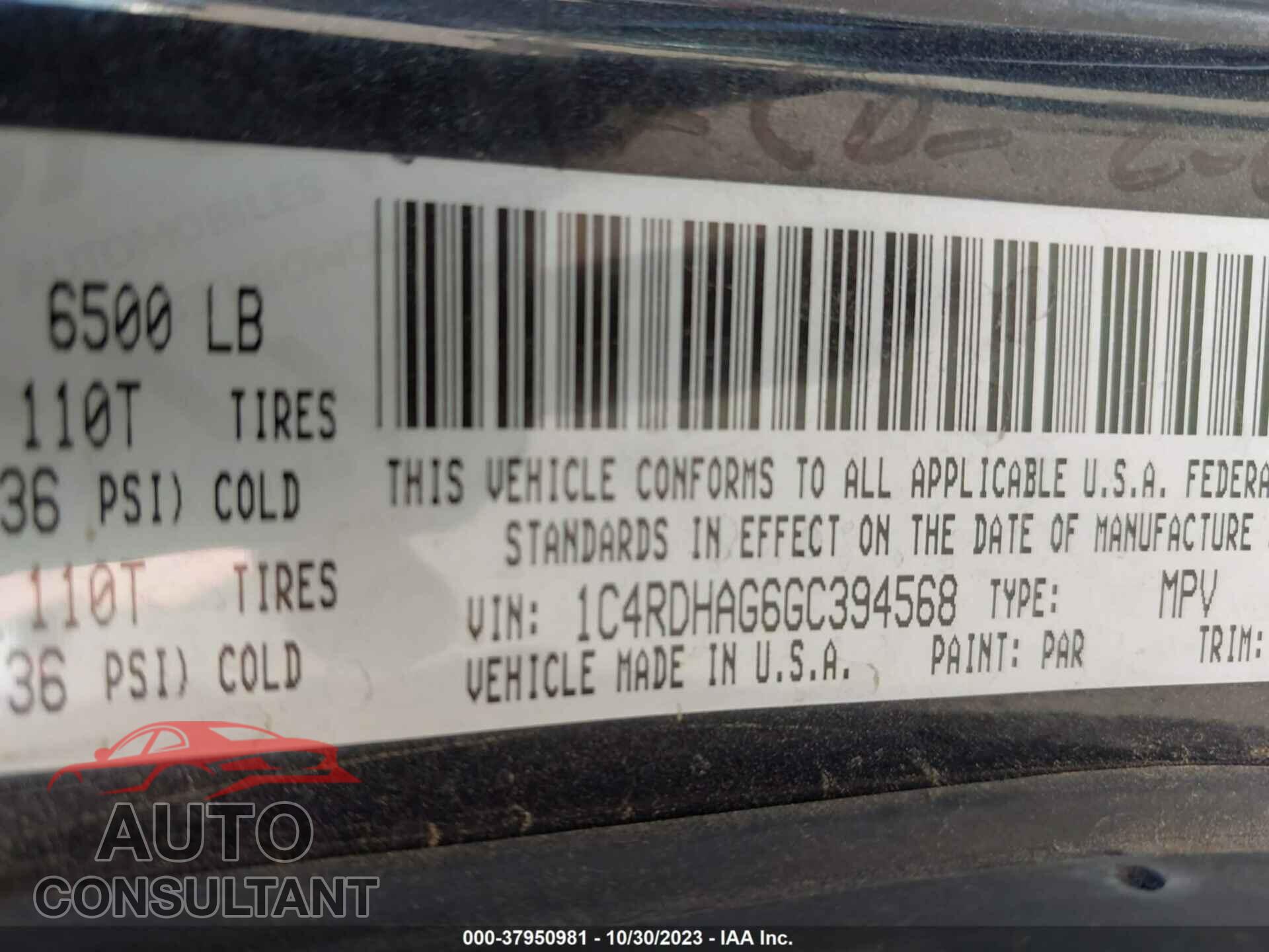 DODGE DURANGO 2016 - 1C4RDHAG6GC394568
