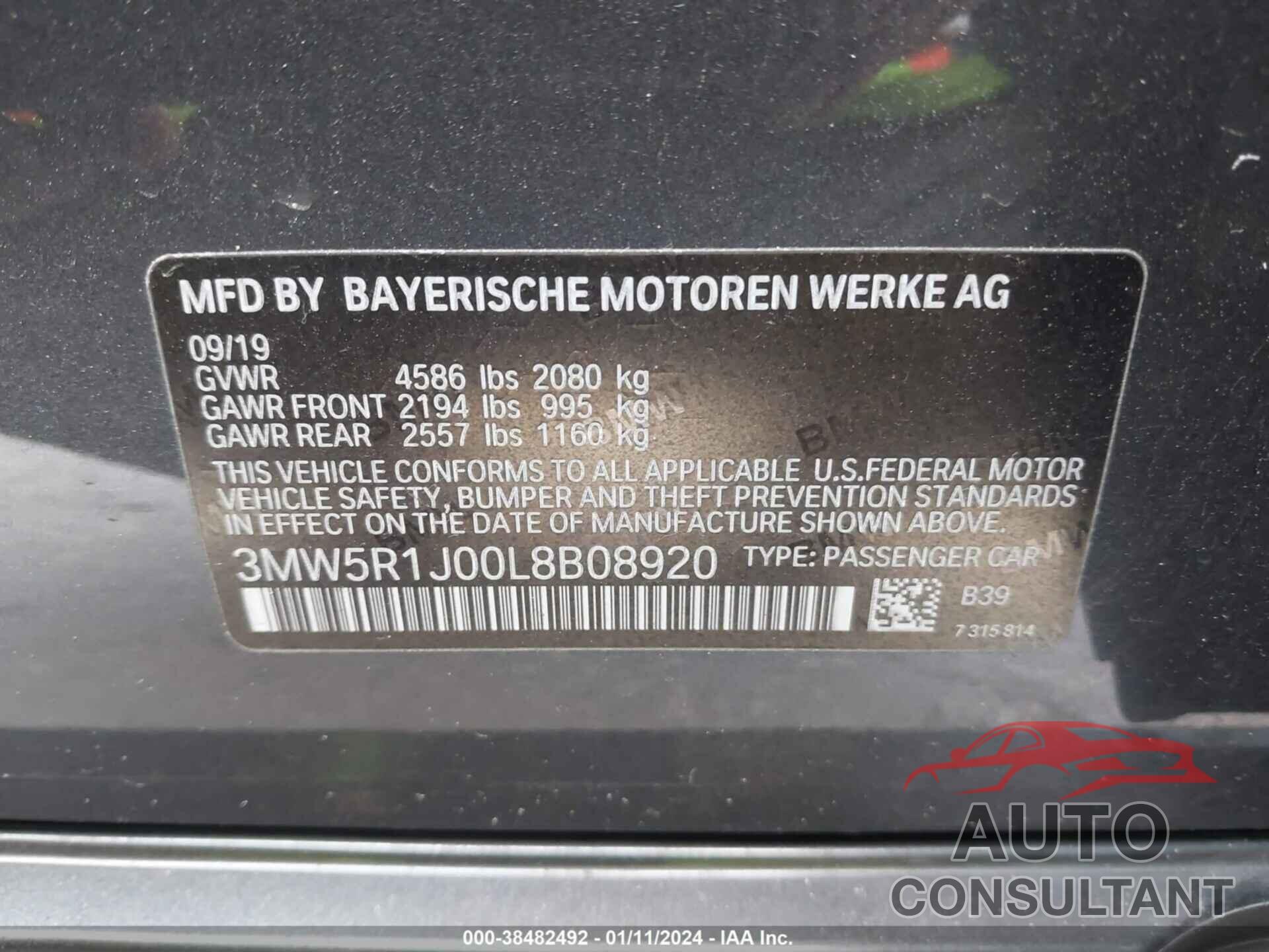 BMW 330I 2020 - 3MW5R1J00L8B08920