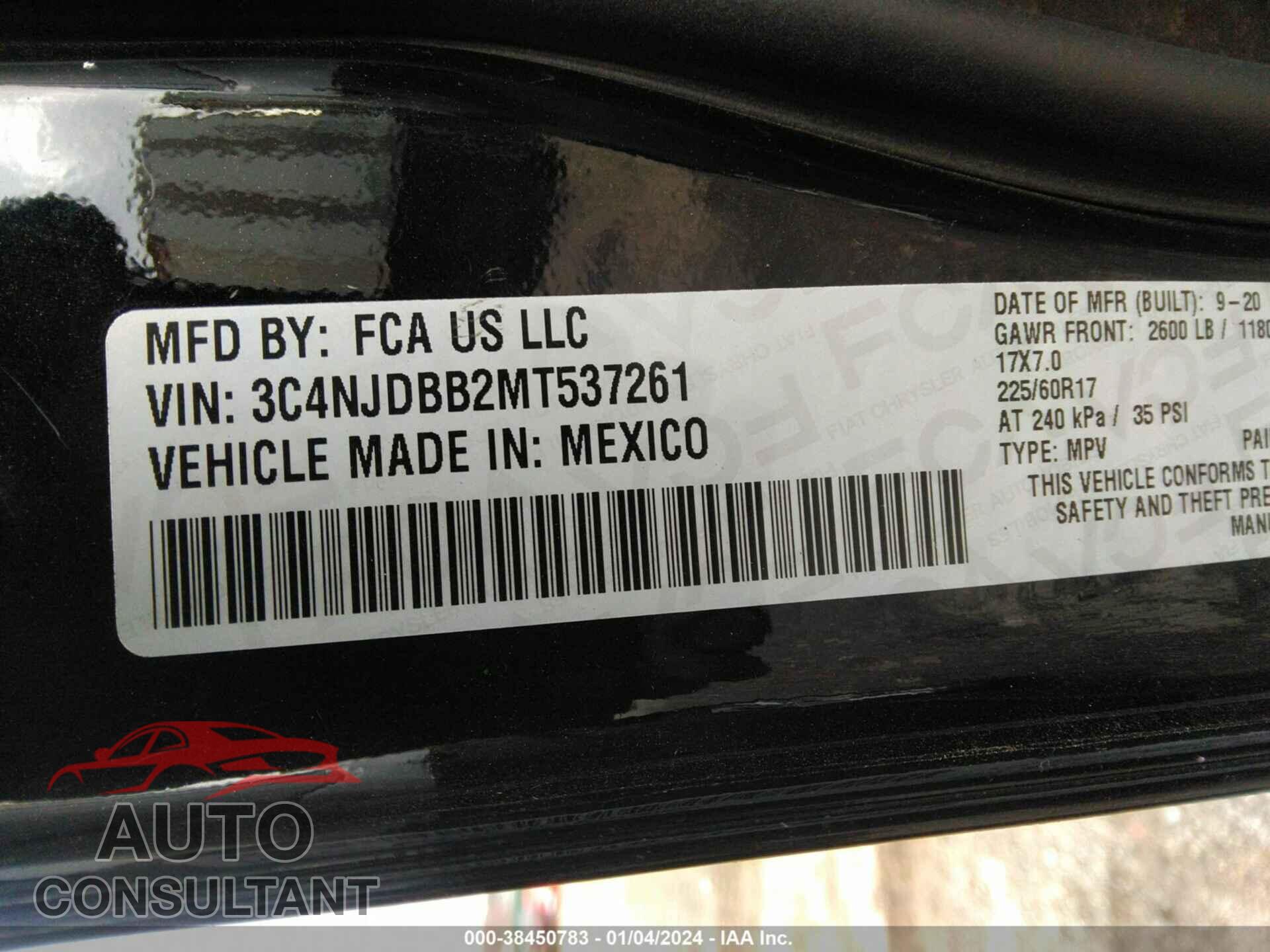 JEEP COMPASS 2021 - 3C4NJDBB2MT537261