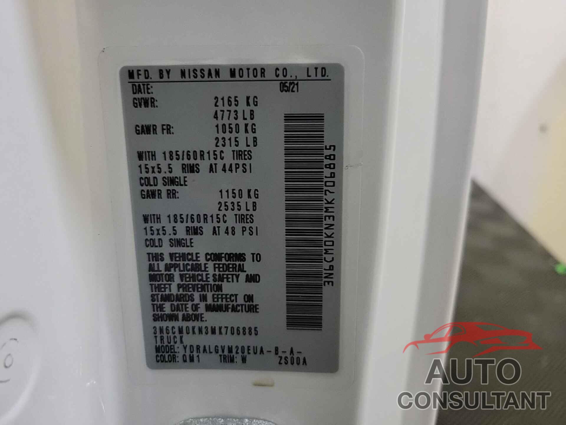 NISSAN NV200 2021 - 3N6CM0KN3MK706885